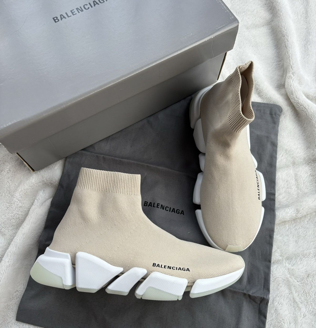 Balenciaga Balenciaga Beige/White/Black Speed Runners Size US 10 / IT 40 - 1 Thumbnail