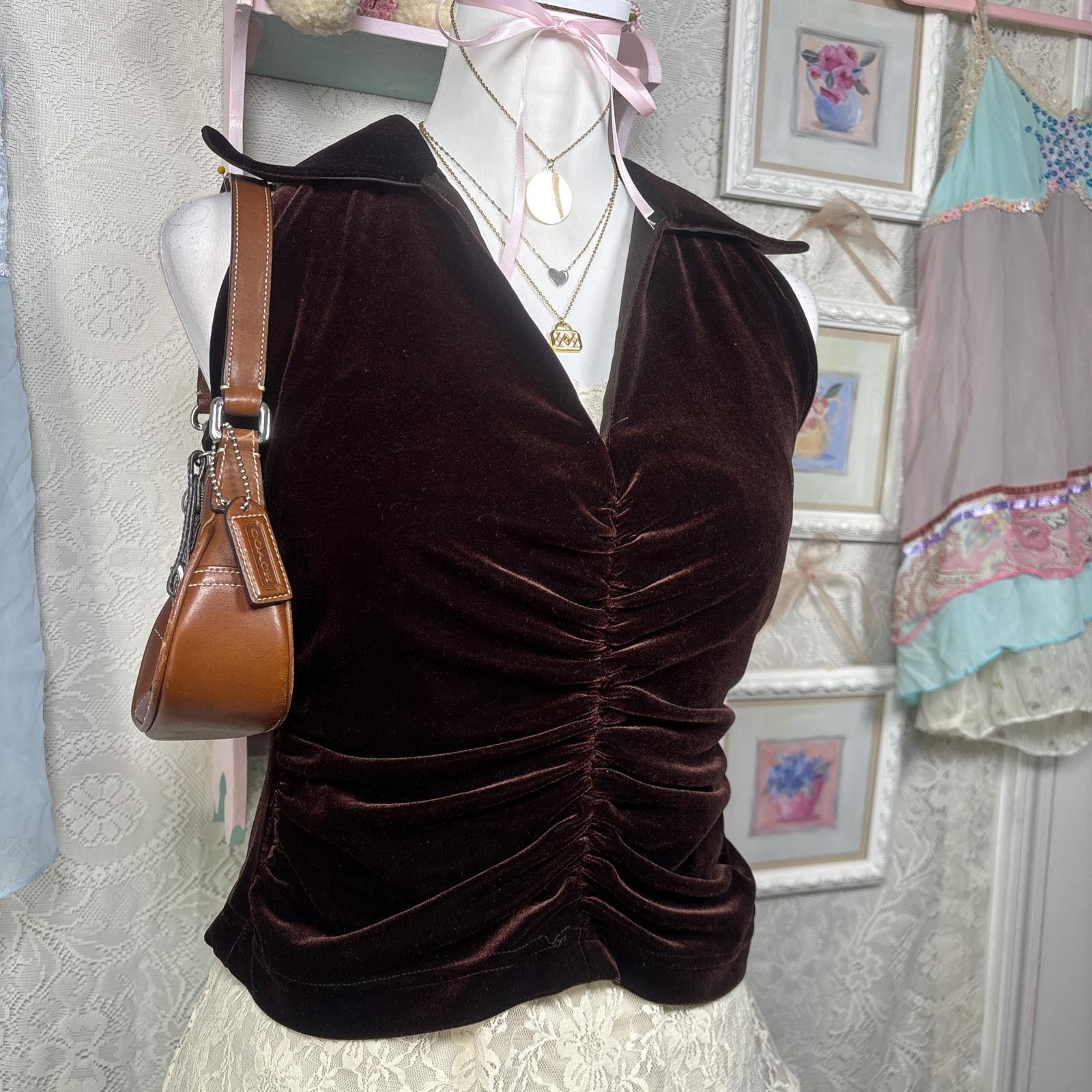 Other vintage cache velvet ruched top Size M / US 6-8 / IT 42-44 - 3 Thumbnail