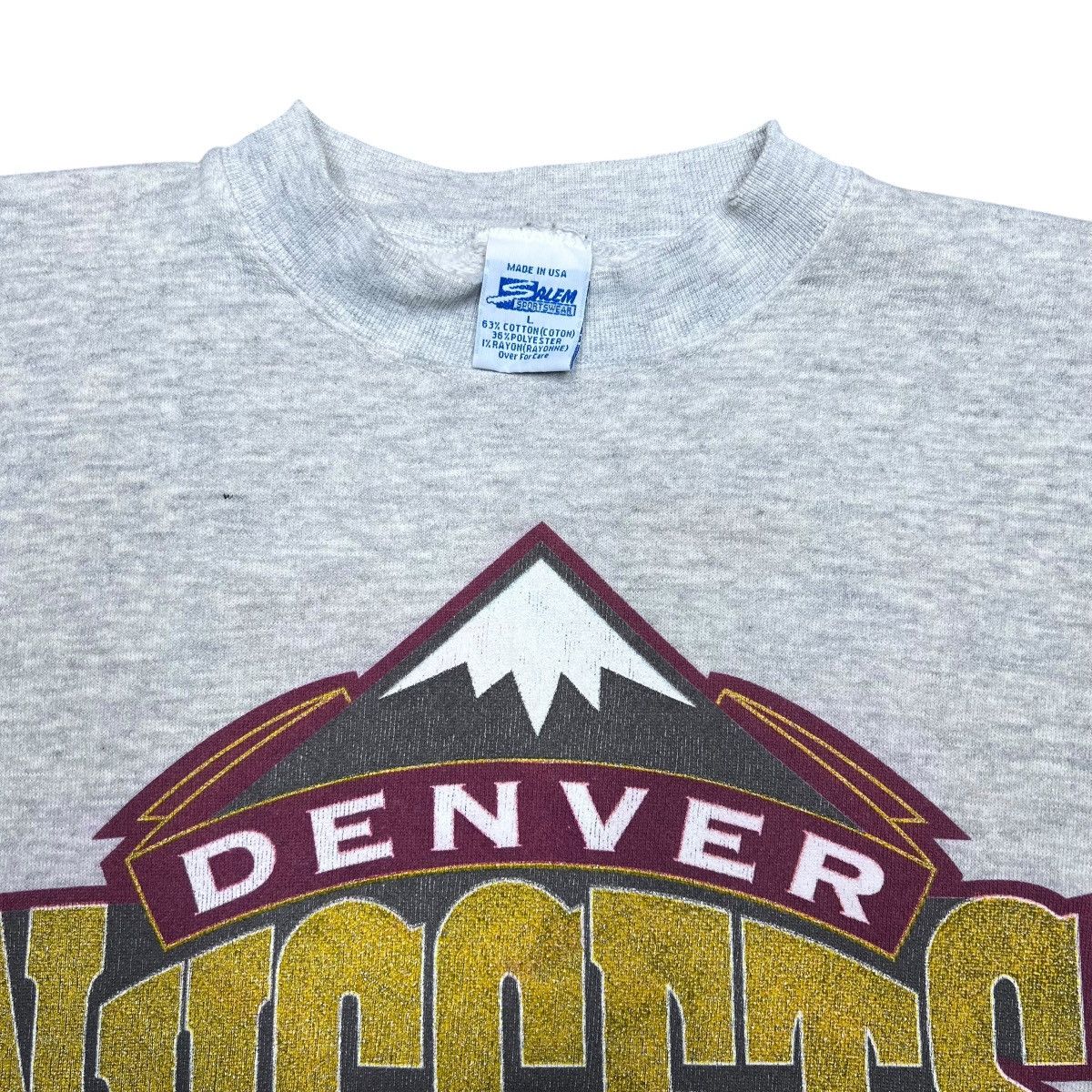NBA × Salem Sportswear × Vintage 1990s NBA Denver Nuggets Logo Salem Sportswear Sweatshirt Size US L / EU 52-54 / 3 - 2 Thumbnail