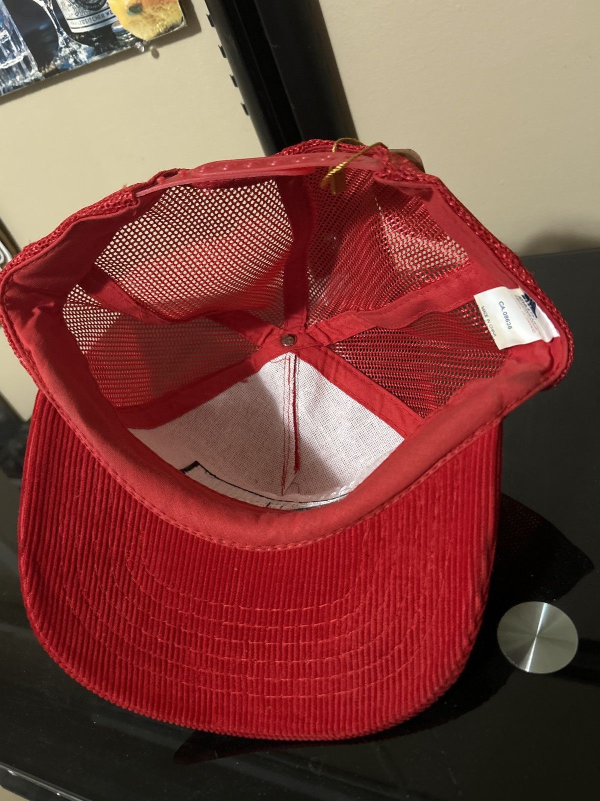 Vintage Vintage red corduroy trucker hat Size ONE SIZE - 2 Thumbnail