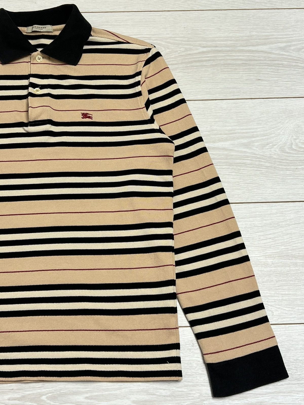 Burberry VINTAGE Burberry London Archival Striped LS Polo Red Knight Size US S / EU 44-46 / 1 - 3 Thumbnail