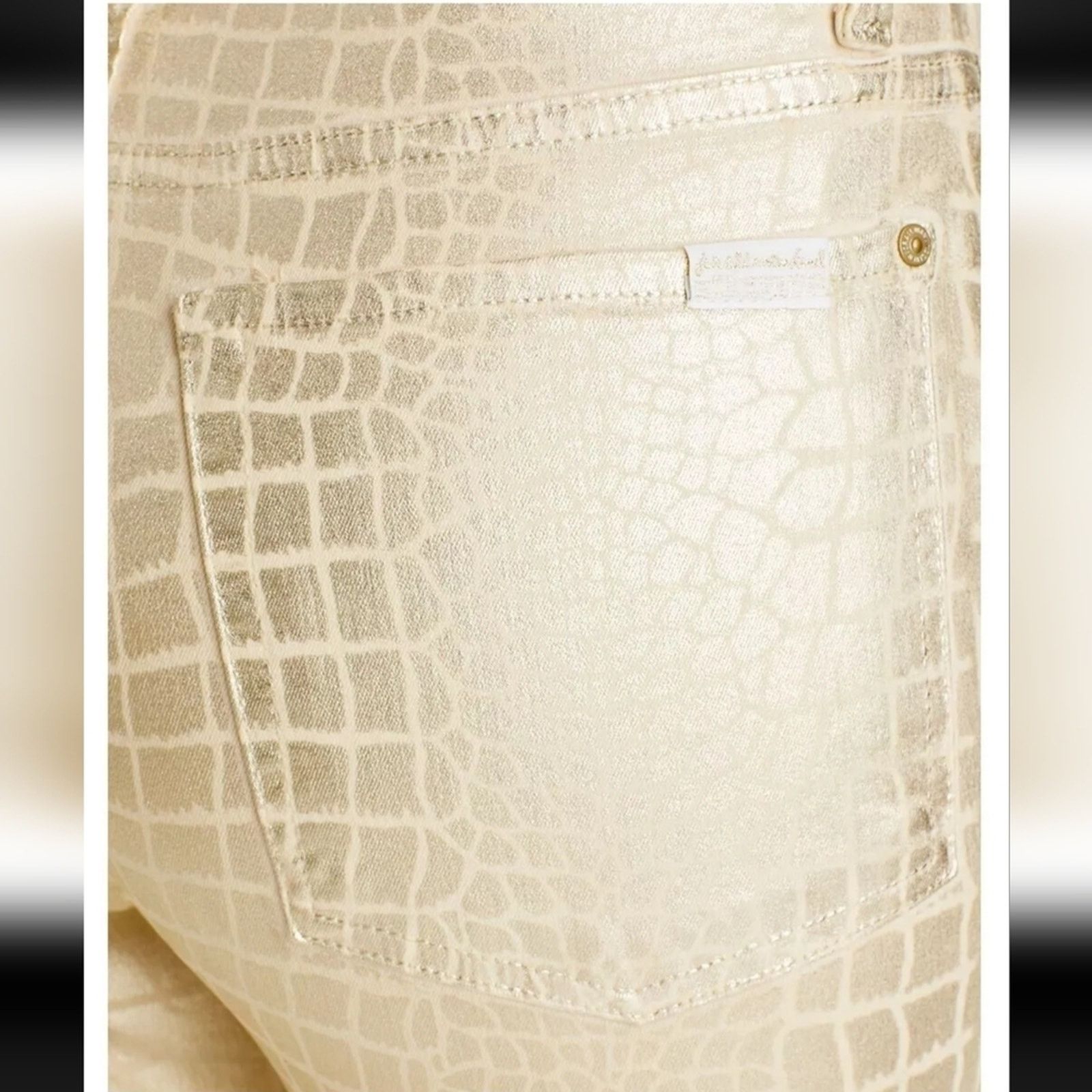 7 For All Mankind Aubrey Coated Skinny Jeans White Croc Gold 7 For All Mankind Size 25" / US 0 / IT 36 - 10 Thumbnail