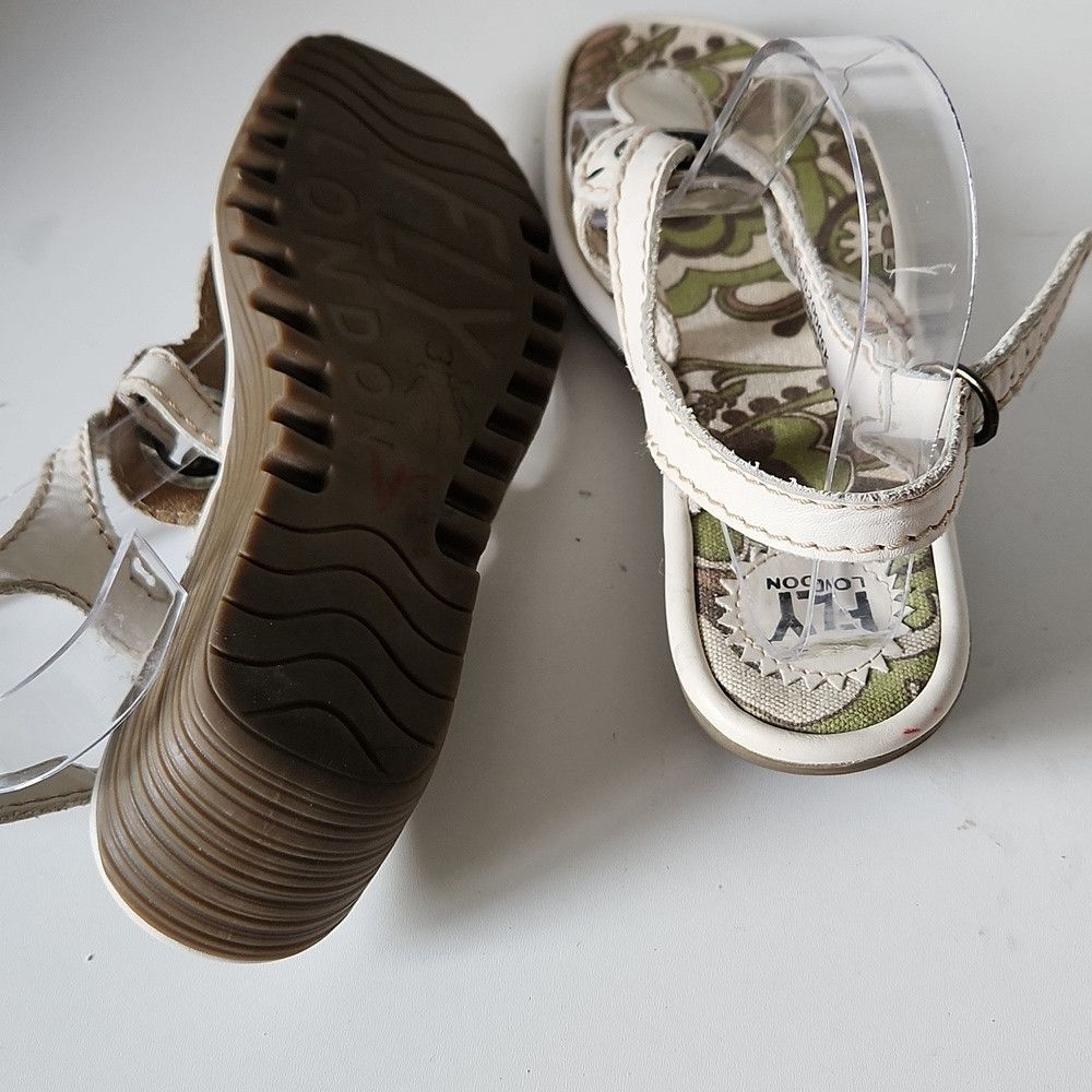Fly London FLY LONDON | Leather Thong Sandals Wedges White Sz 40 Size US 10 / IT 40 - 5 Thumbnail
