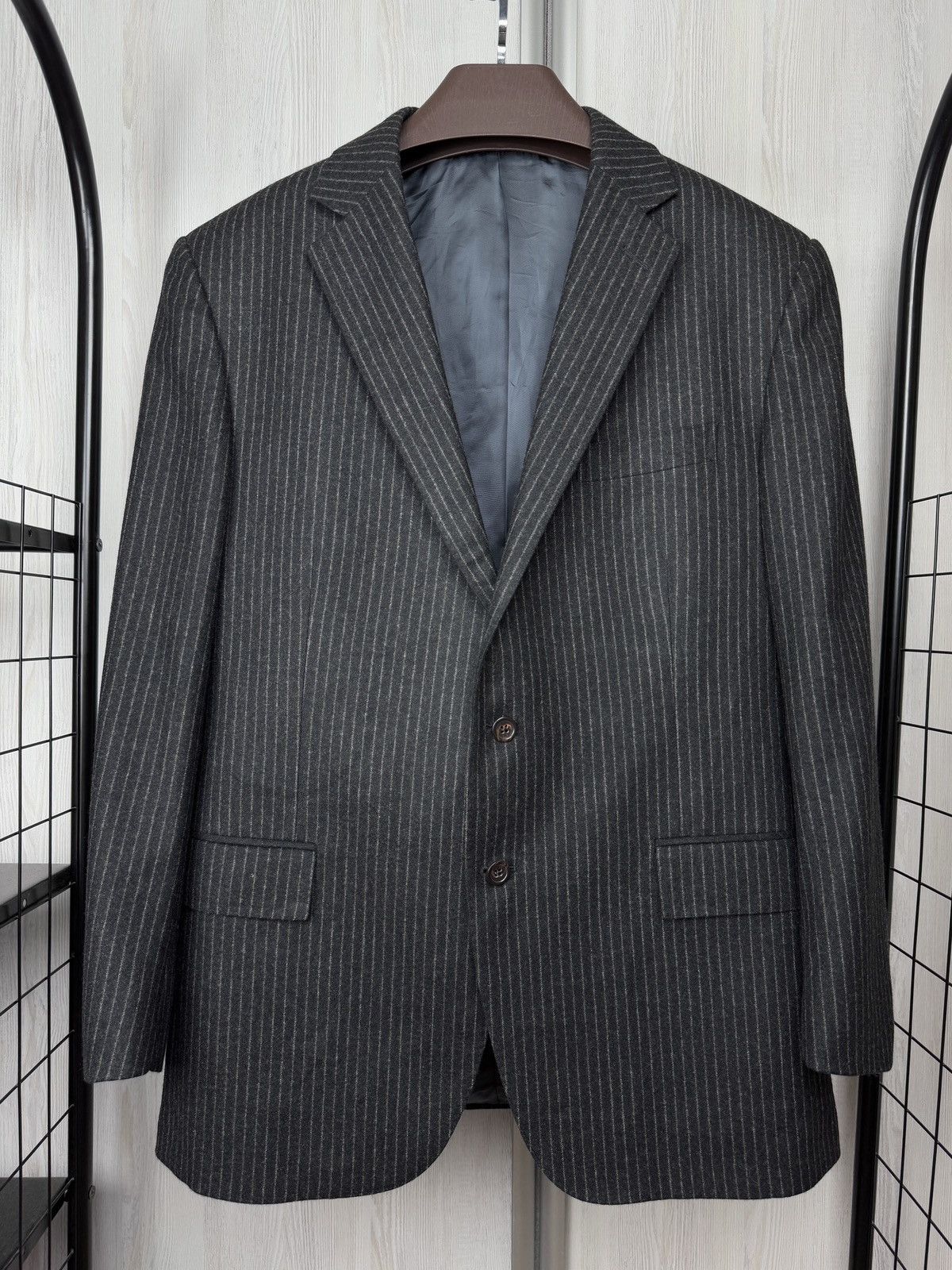 Polo Ralph Lauren POLO Ralph Lauren Gregory Wool Pinstripe Suit Dark Grey 42R Size 42R - 19 Thumbnail