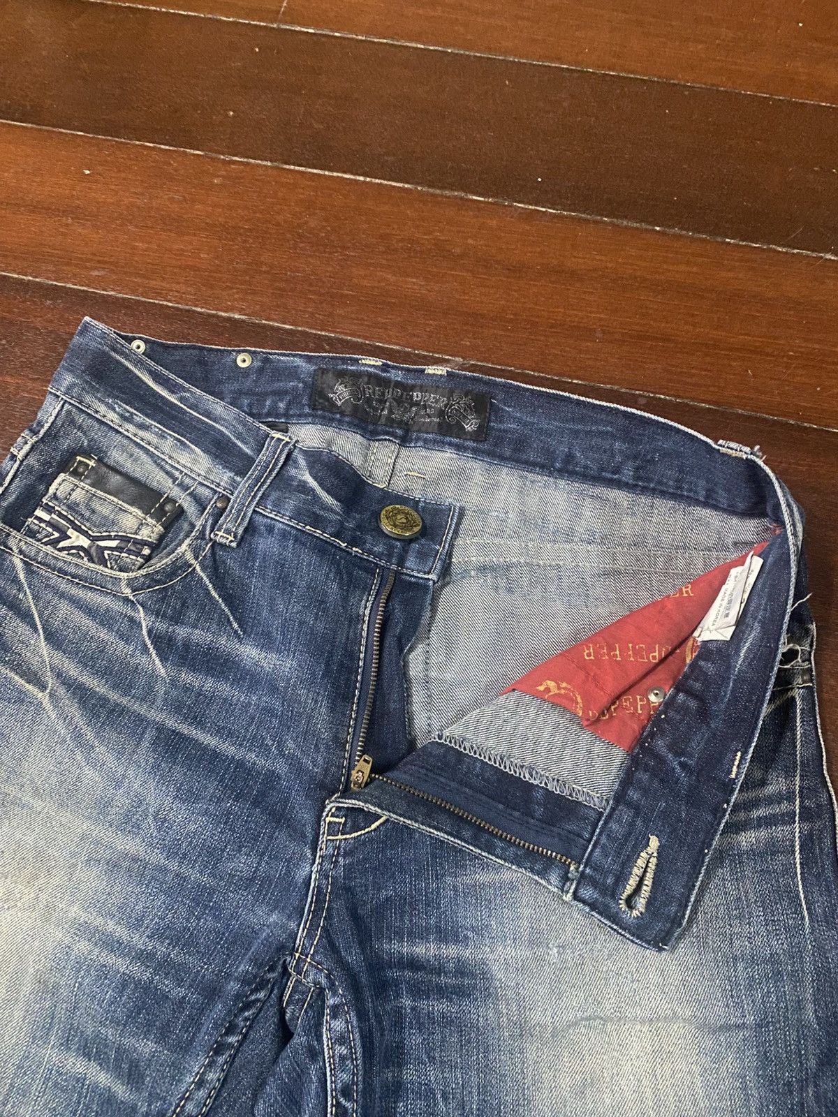 If Six Was Nine Flare Red Papper If six Was Nine Style Buckle Back Denim ☠️🎌 Size US 34 / EU 50 - 20 Thumbnail