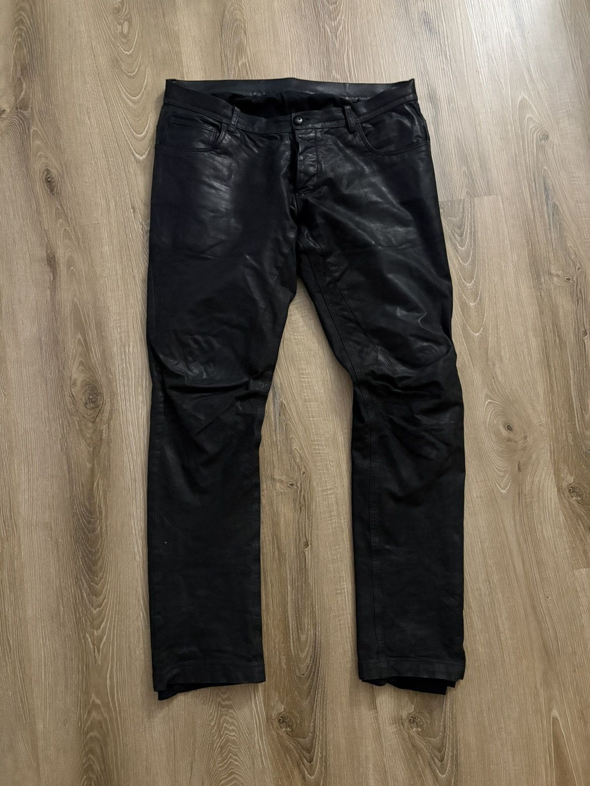 Rick Owens F/W 2013 PLINTH Washed Calf Detriot cut leather pants Size US 35 - 1 Thumbnail