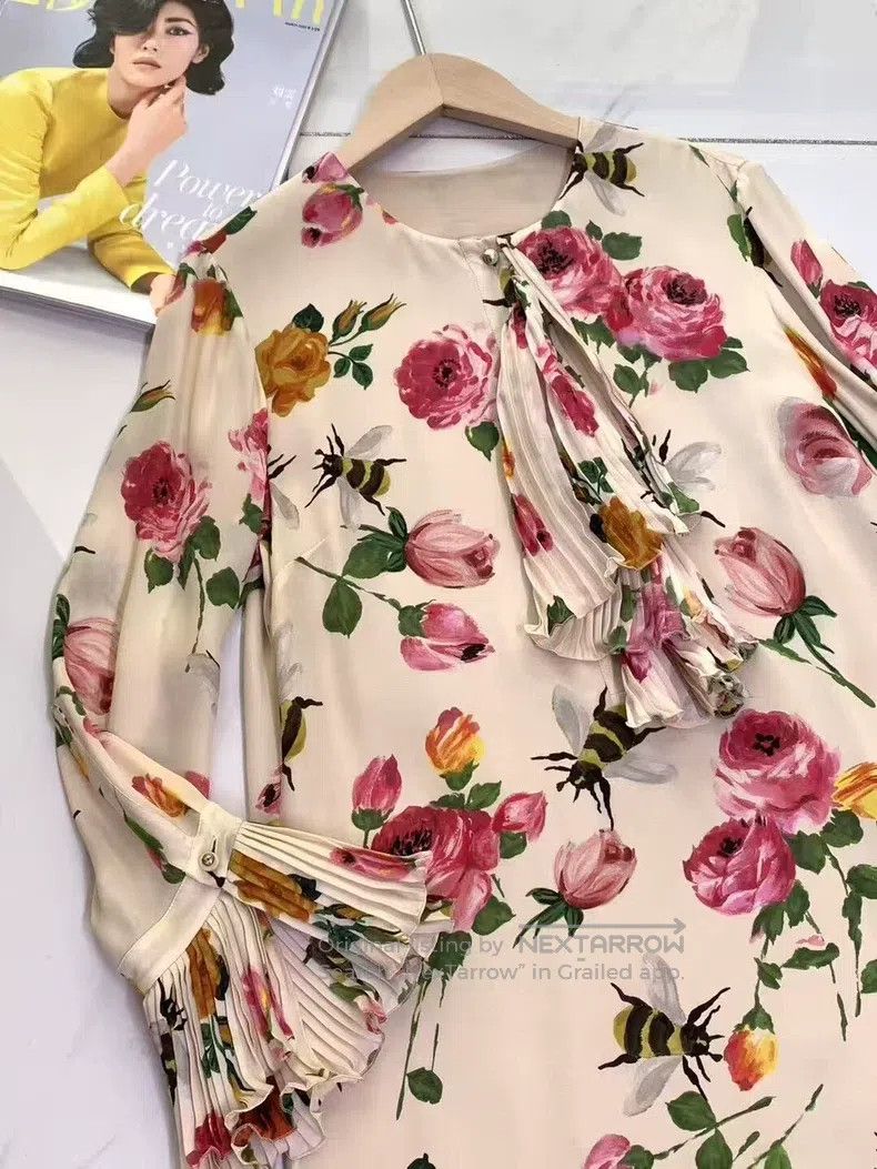 Gucci Gucci Bee flower mulberry silk dress Size XS / US 0-2 / IT 36-38 - 3 Thumbnail