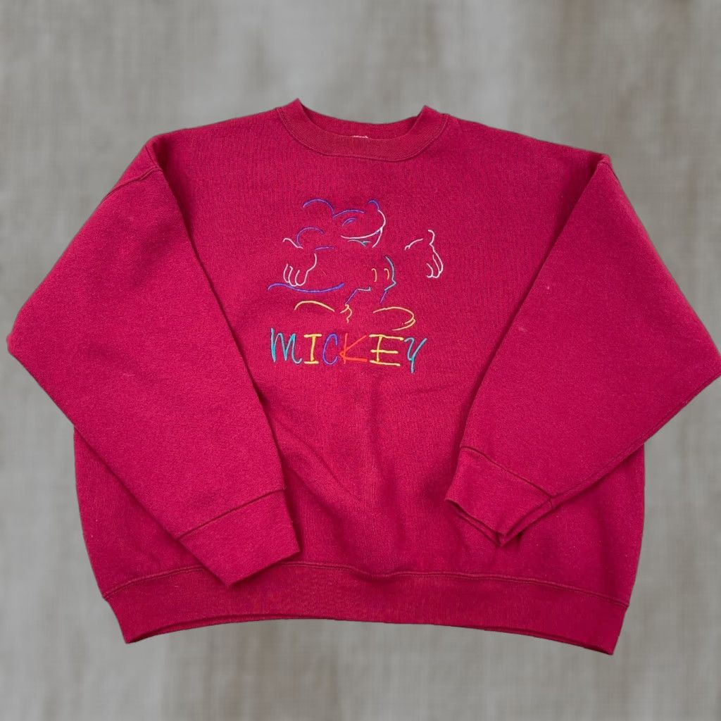 Mickey & Co. Vintage Disney Sweatshirt XL Red Crewneck Sweater Mickey Mouse 90s USA Women Size XL / US 12-14 / IT 48-50 - 1 Thumbnail