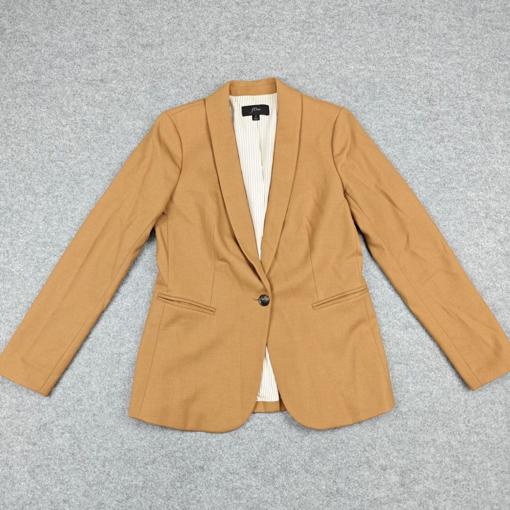 J.Crew J.CREW Blazer Womens 2 Brown Wool Blend Shawl Collar One Button Lined Jacket Size XS / US 0-2 / IT 36-38 - 2 Thumbnail
