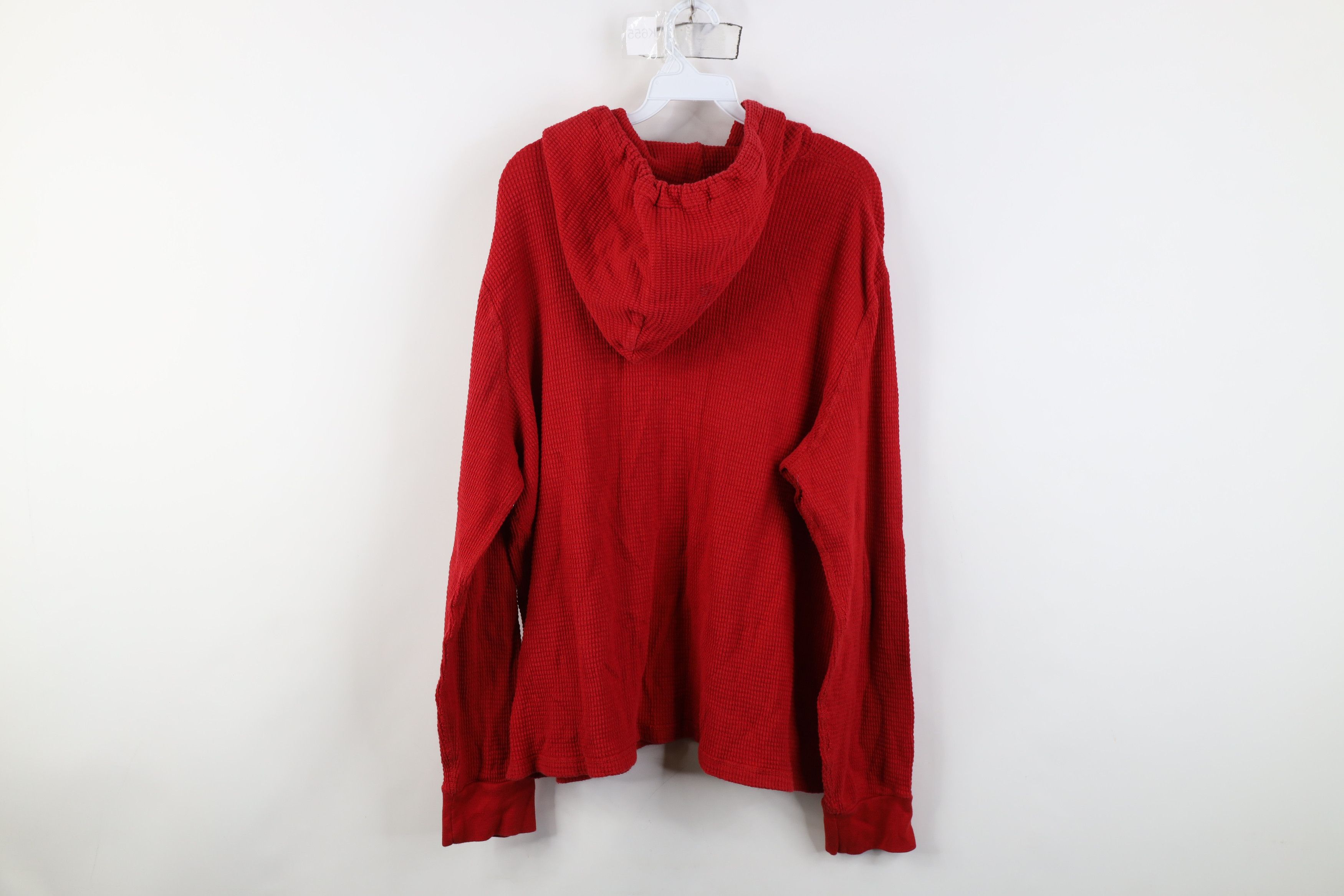Ralph Lauren Vintage 90s Ralph Lauren Waffle Knit Henley Hoodie Red Size US XXL / EU 58 / 5 - 10 Thumbnail