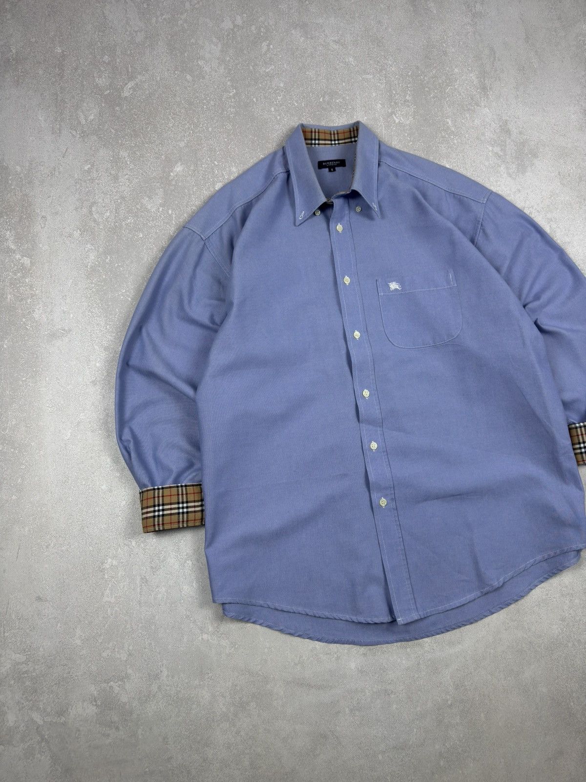 Burberry Vintage Burberry London T-Shirt Nova Check Blue Long Sleeve Size US XXL / EU 58 / 5 - 2 Thumbnail
