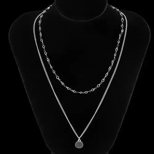 Japanese Brand Sword Silver Double Chain Necklace Size ONE SIZE - 2 Thumbnail