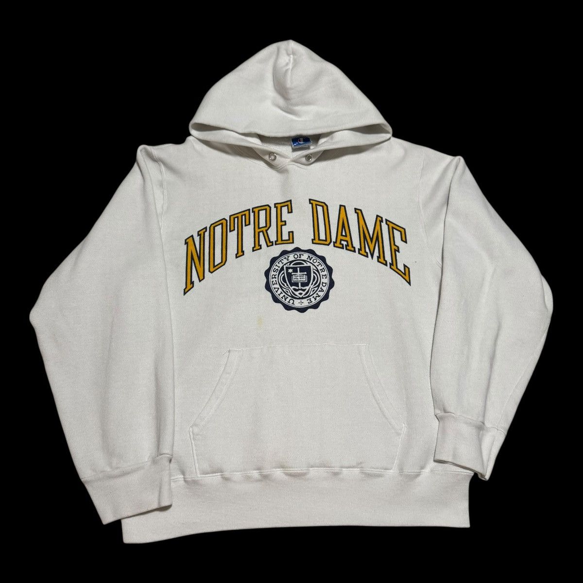 Champion Vintage 90s Notre Dame University Stained Hoodie Women's XL Size XL / US 12-14 / IT 48-50 - 1 Thumbnail