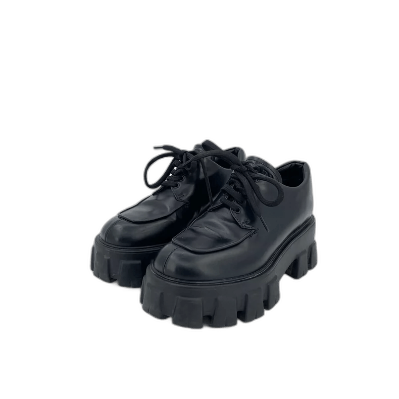 Prada Prada Black Leather Thick-Soled Lace-Up Shoes Size US 4 / IT 34 - 1 Thumbnail