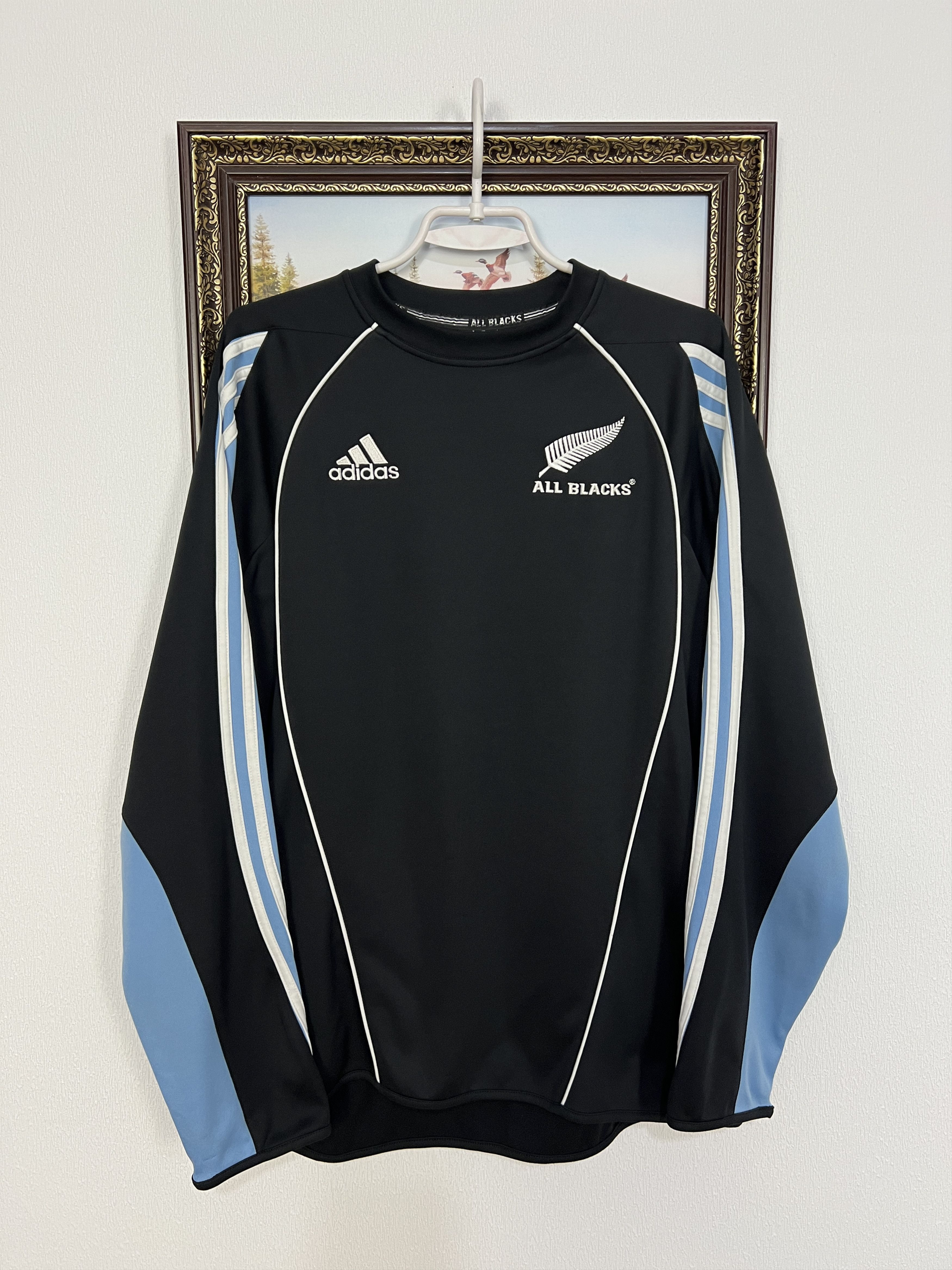 Adidas Vintage All Black New Zealand Rugby Union Train Sweatshirt Size US S / EU 44-46 / 1 - 1 Thumbnail