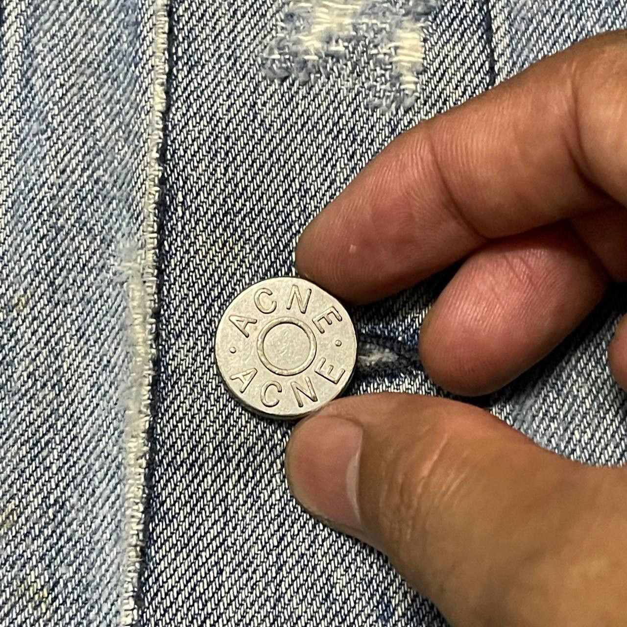 Acne Studios Crazy Thrashed Acne Denim Jacket Vintage Size US S / EU 44-46 / 1 - 7 Thumbnail
