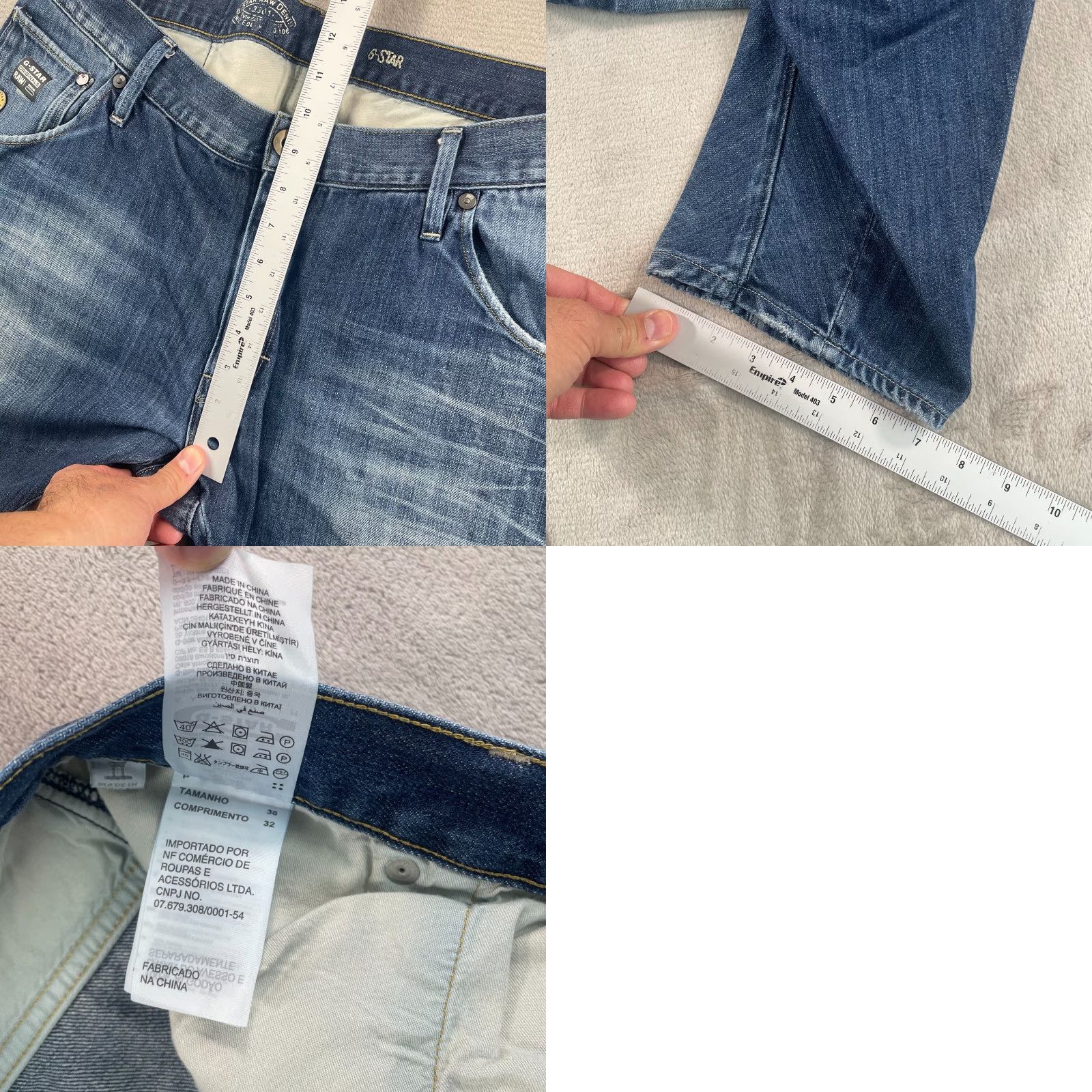 G-Star G STAR RAW DENIM ARC 3D Loose Tapered Jeans Men 36x32 Blue Wash Zip Pocket Size US 36 / EU 52 - 8 Thumbnail