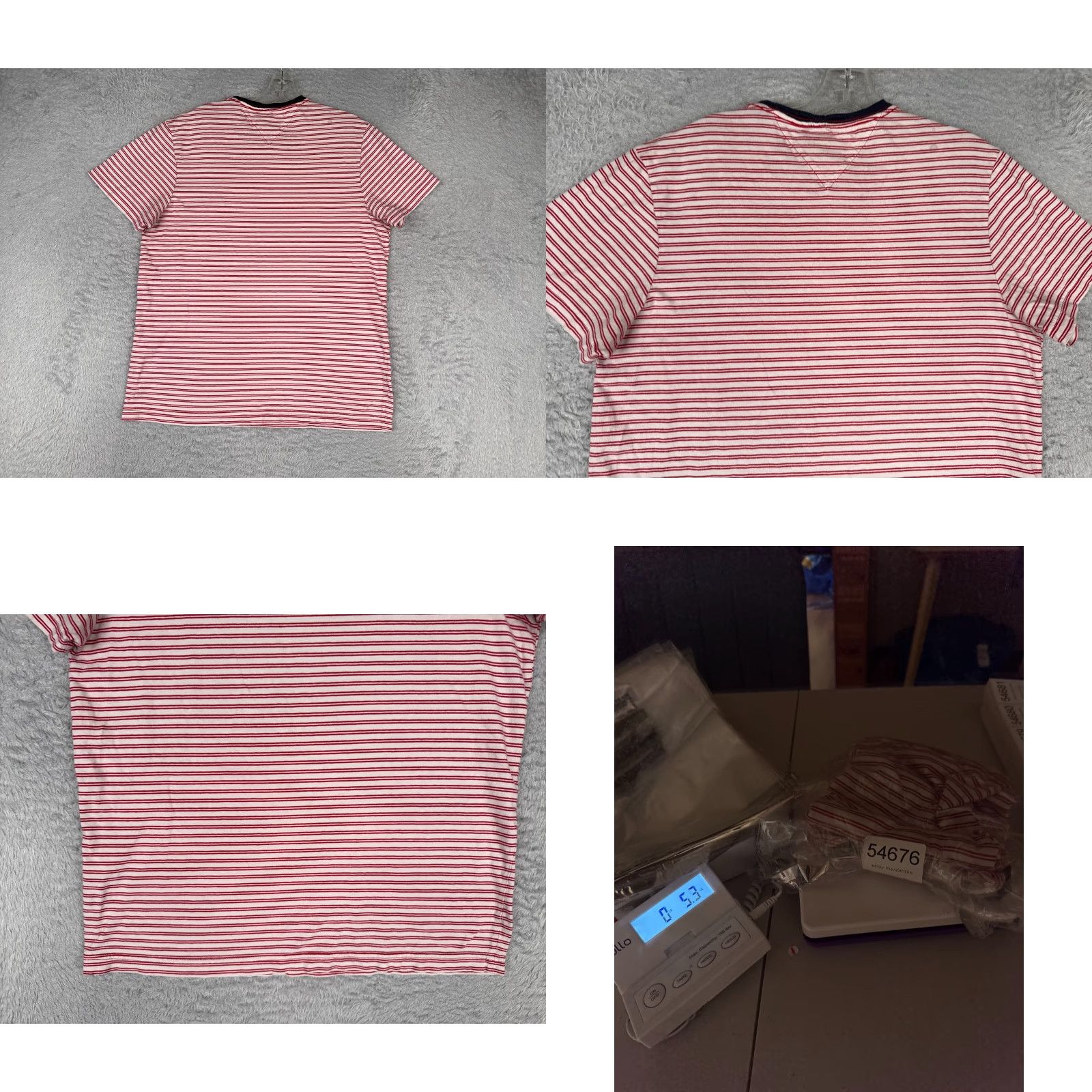 Tommy Hilfiger Tommy Hilfiger Shirt Adult Medium Red Stripe Short Sleeve Crew 100% Cotton READ Size US M / EU 48-50 / 2 - 9 Thumbnail