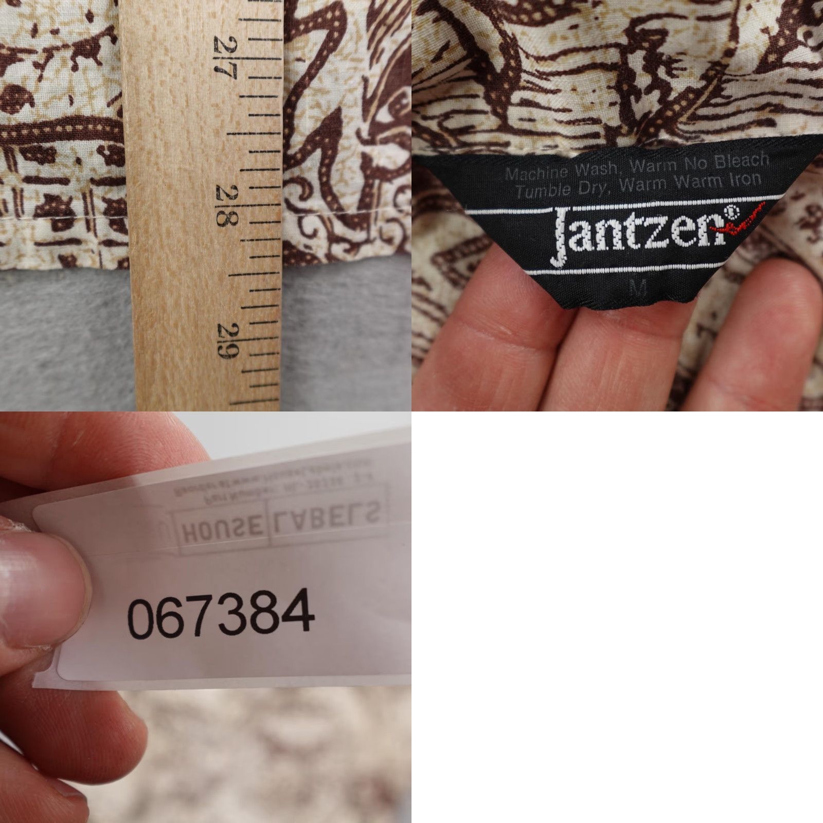 Jantzen VINTAGE Jantzen Shirt Mens M Brown Hawaiian Aloha Camp Dagger Collar 70s Button-Up Short Sleeve Floral Tropical Pockets 70s Mens Brown Shirt Size US M / EU 48-50 / 2 - 8 Thumbnail