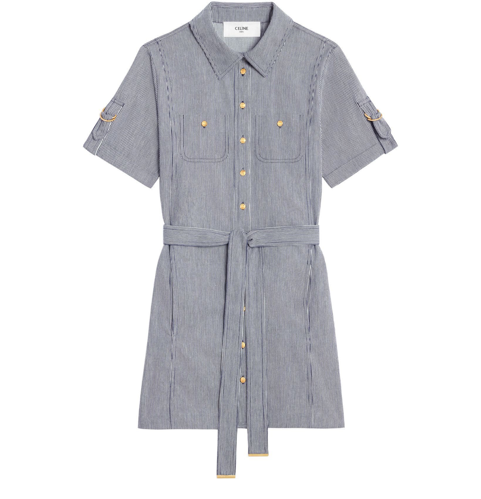 Celine CELINE STRIPE SHIRT MINI DRESS Size S / US 4 / IT 40 - 1 Thumbnail