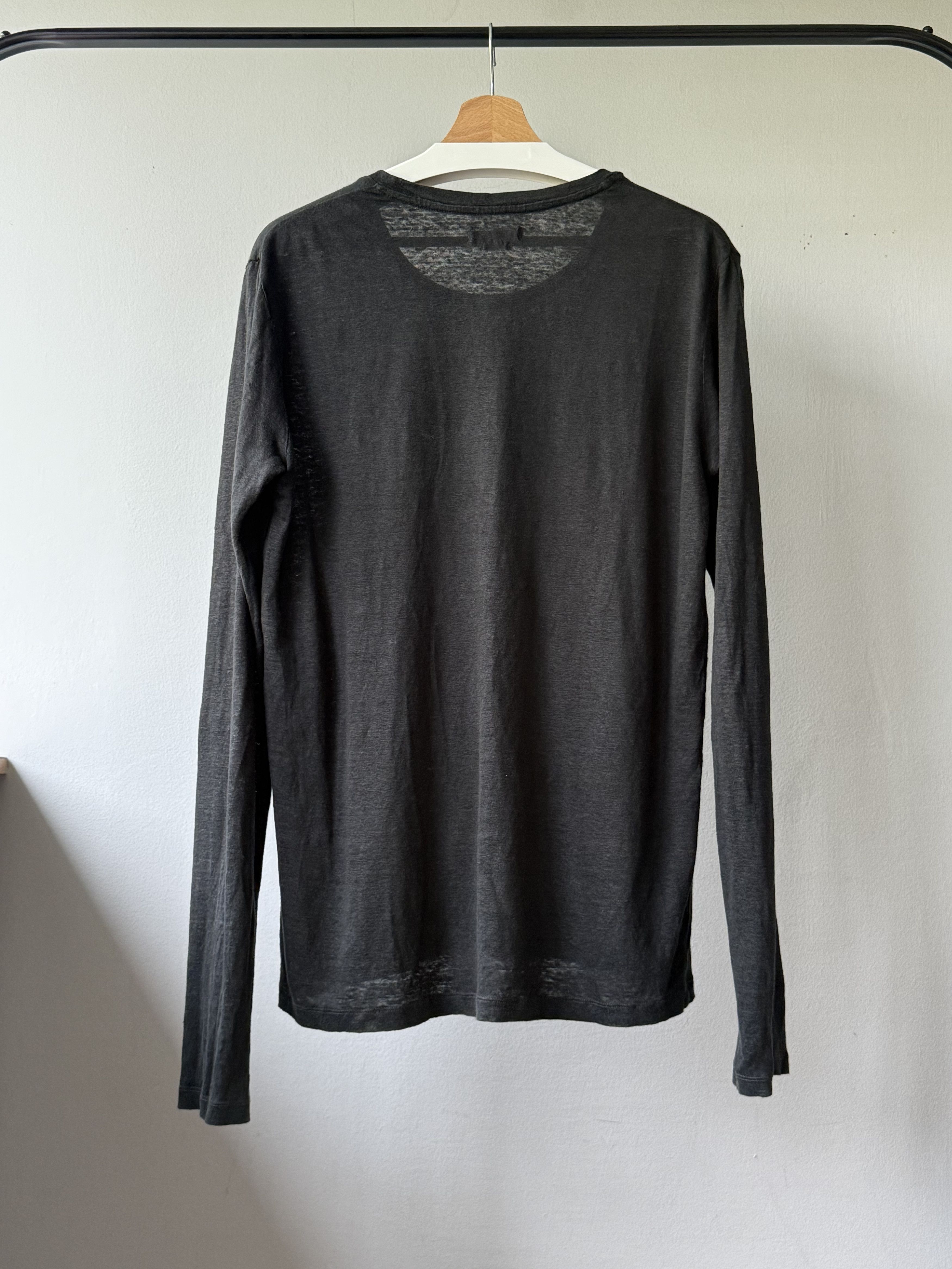Isabel Marant Etoile Isabel Marant Etoile Kaaron Black Linen Long Sleeve T-Shirt Size L / US 10 / IT 46 - 2 Thumbnail