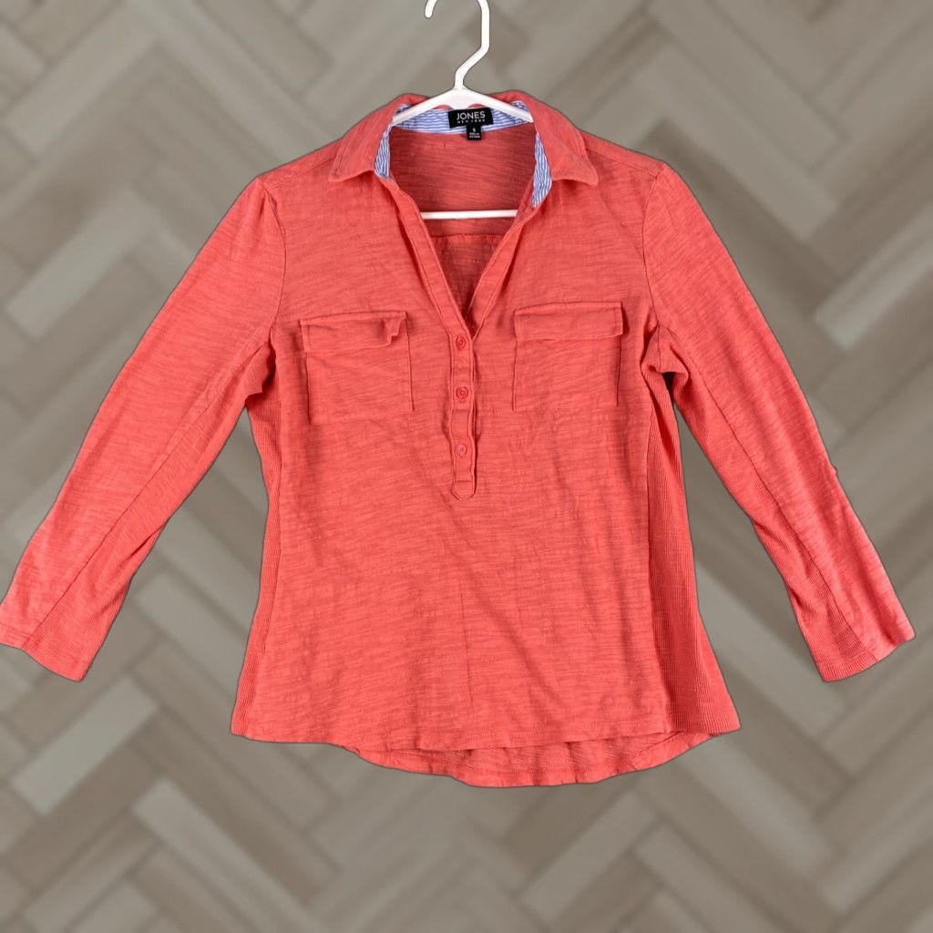 Jones New York Jones New York Shirt Women S Long Sleeve Peach Solid 40-30 Womens Size S / US 4 / IT 40 - 1 Thumbnail