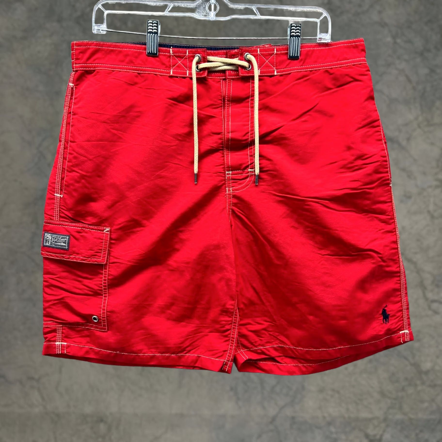 Polo Ralph Lauren Polo Ralph Lauren Board Shorts Men Medium Red Swimwear Trunks Drawstring Pony Size US M / EU 48-50 / 2 - 1 Thumbnail