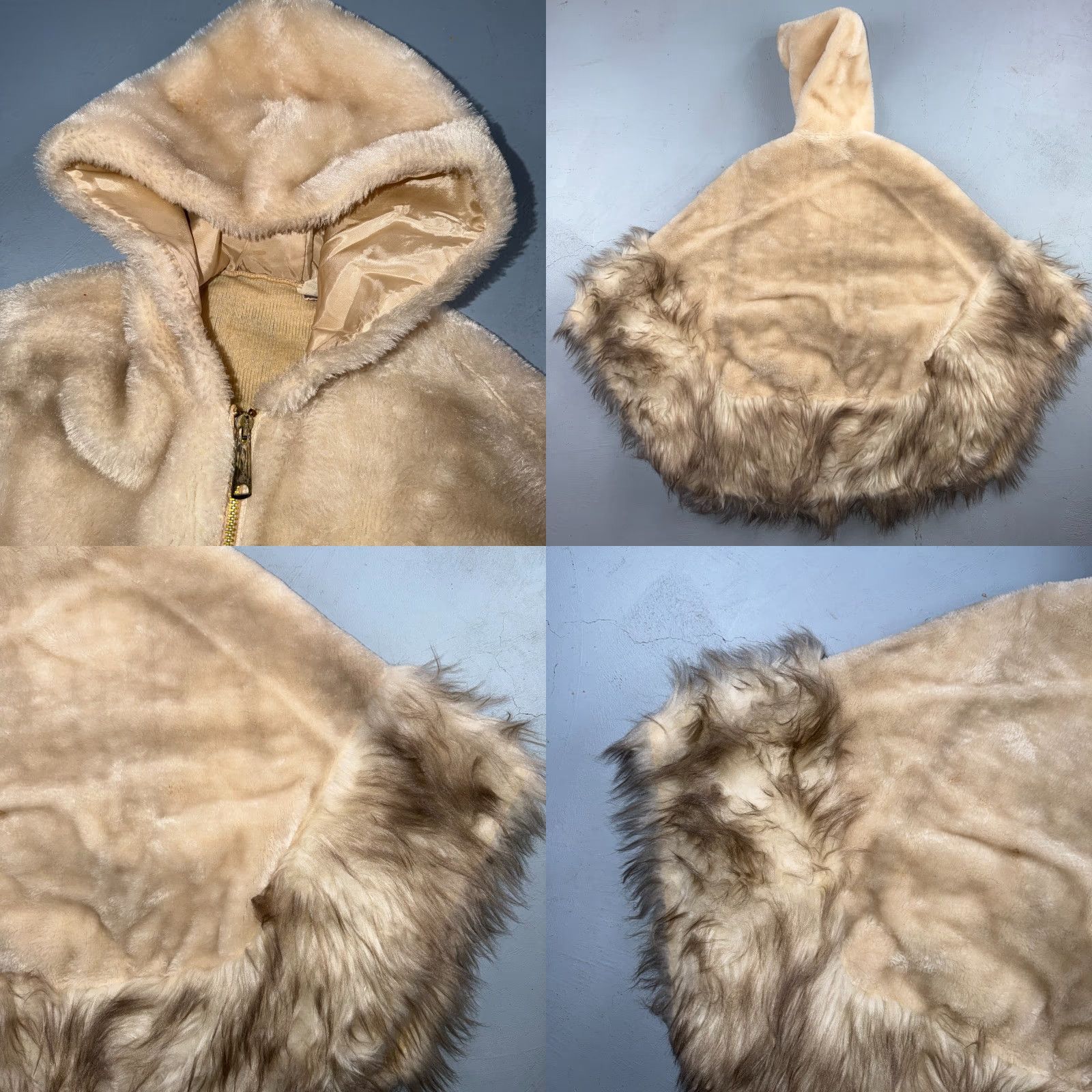 Vintage VINTAGE Kimono, Beige Faux Fur Trim, One Size, Rockabilly 60s, 1960s, Kimono Poncho, Women, Beige, Faux Fur Trim, One Size, Unbranded Size ONE SIZE - 9 Thumbnail