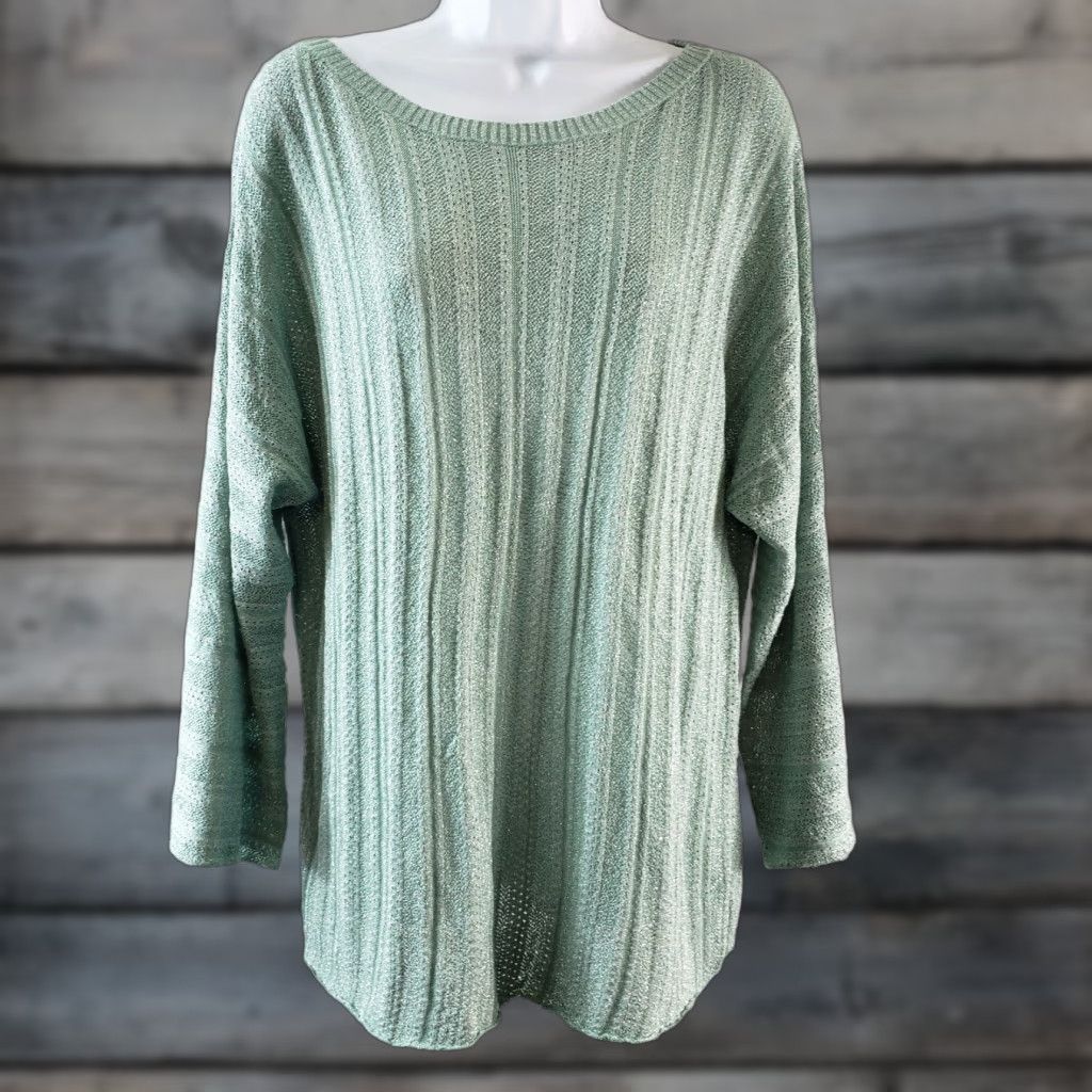 Zadig & Voltaire VINTAGE Zadig & Voltaire Womens Flint Pointelle Knit Sweater Sz Medium Green Silver Size M / US 6-8 / IT 42-44 - 1 Thumbnail