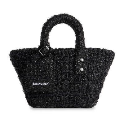 Balenciaga Bistro XXS Basket with Strap in Sparkling Tweed Size ONE SIZE - 1 Preview