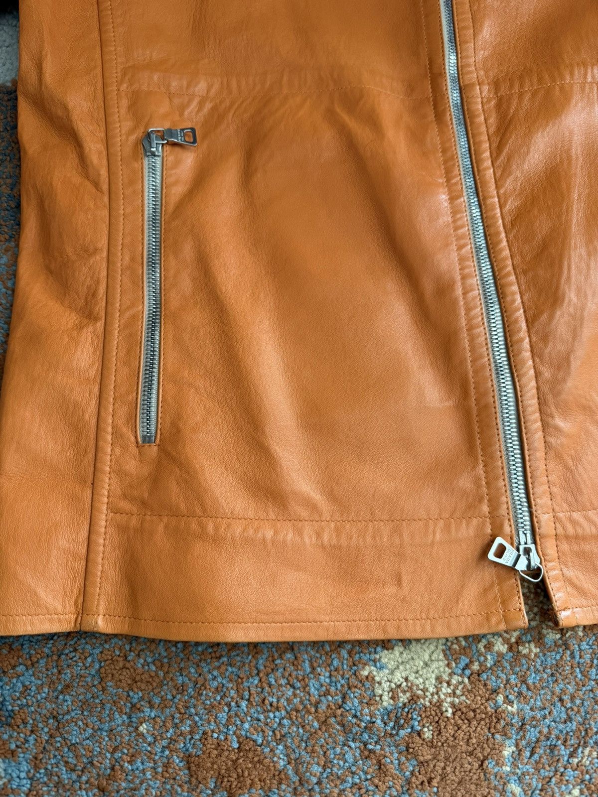 Prada Prada AW2000 Vintage Orange Y2k Biker Leather Jacket Size US M / EU 48-50 / 2 - 9 Thumbnail