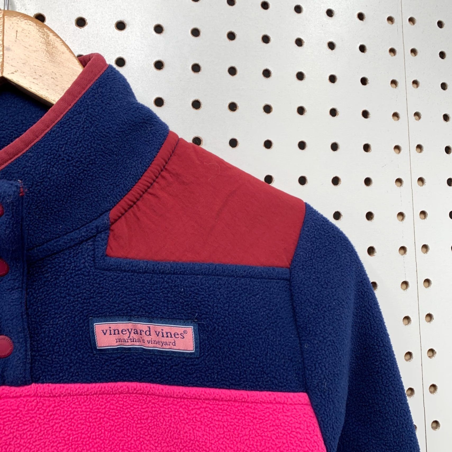 Vineyard Vines VINEYARD VINES Sweater - 1/4 Snap Fleece Pullover Womens XS Pink Blue Color Block Knit, Long Sleeve, Collared, 20x23.5 Size XS / US 0-2 / IT 36-38 - 6 Thumbnail