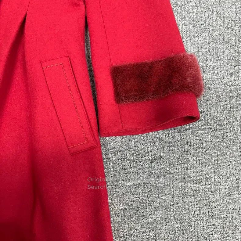 Fendi Fendi Show model red fur long cashmere coat Size XS / US 0-2 / IT 36-38 - 3 Thumbnail