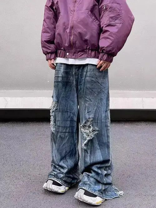 Japanese Brand Heavy industry high street wasteland ripped wide leg jeans Size US 32 / EU 48 - 5 Thumbnail