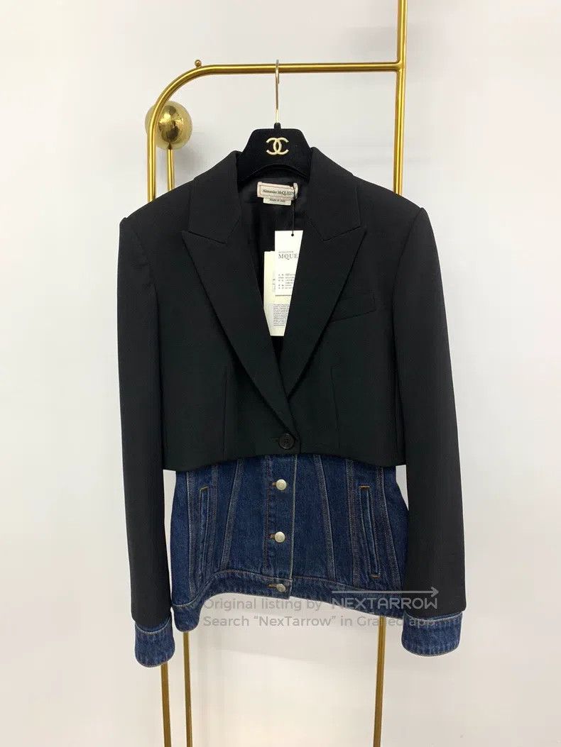 Alexander McQueen Alexander Mcqueen Design sense suit stitching denim jacket Size S / US 4 / IT 40 - 1 Thumbnail