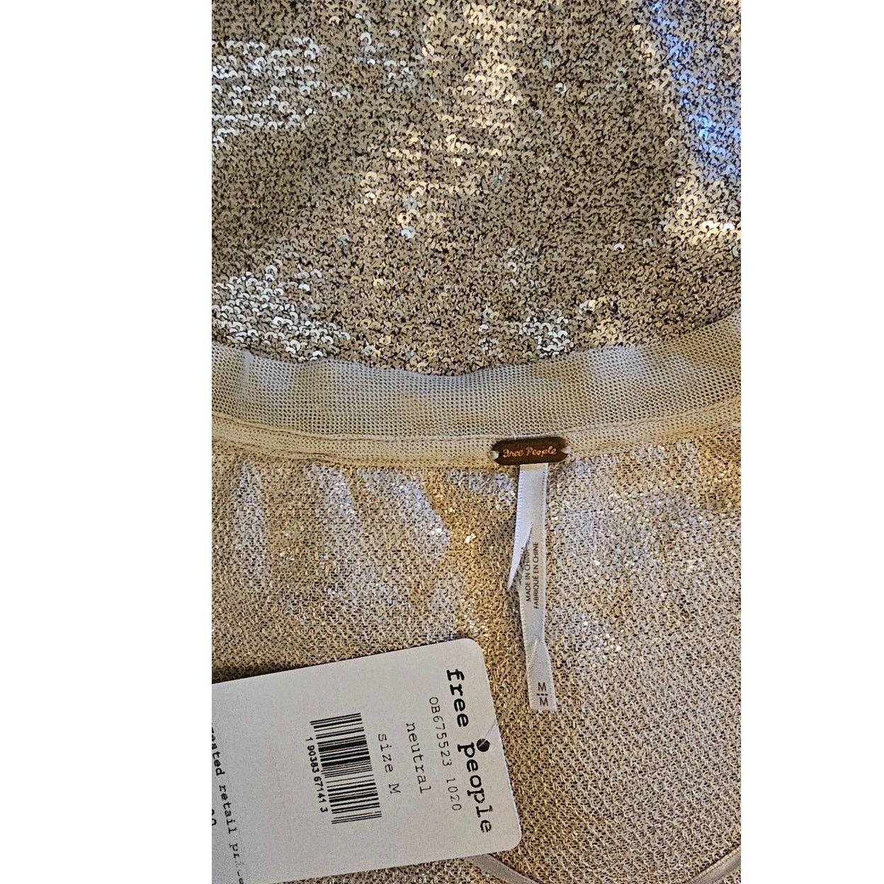 Free People New FREE PEOPLE Champagne Dreams Sequins Glam Tee $128 Sz M Size M / US 6-8 / IT 42-44 - 5 Thumbnail