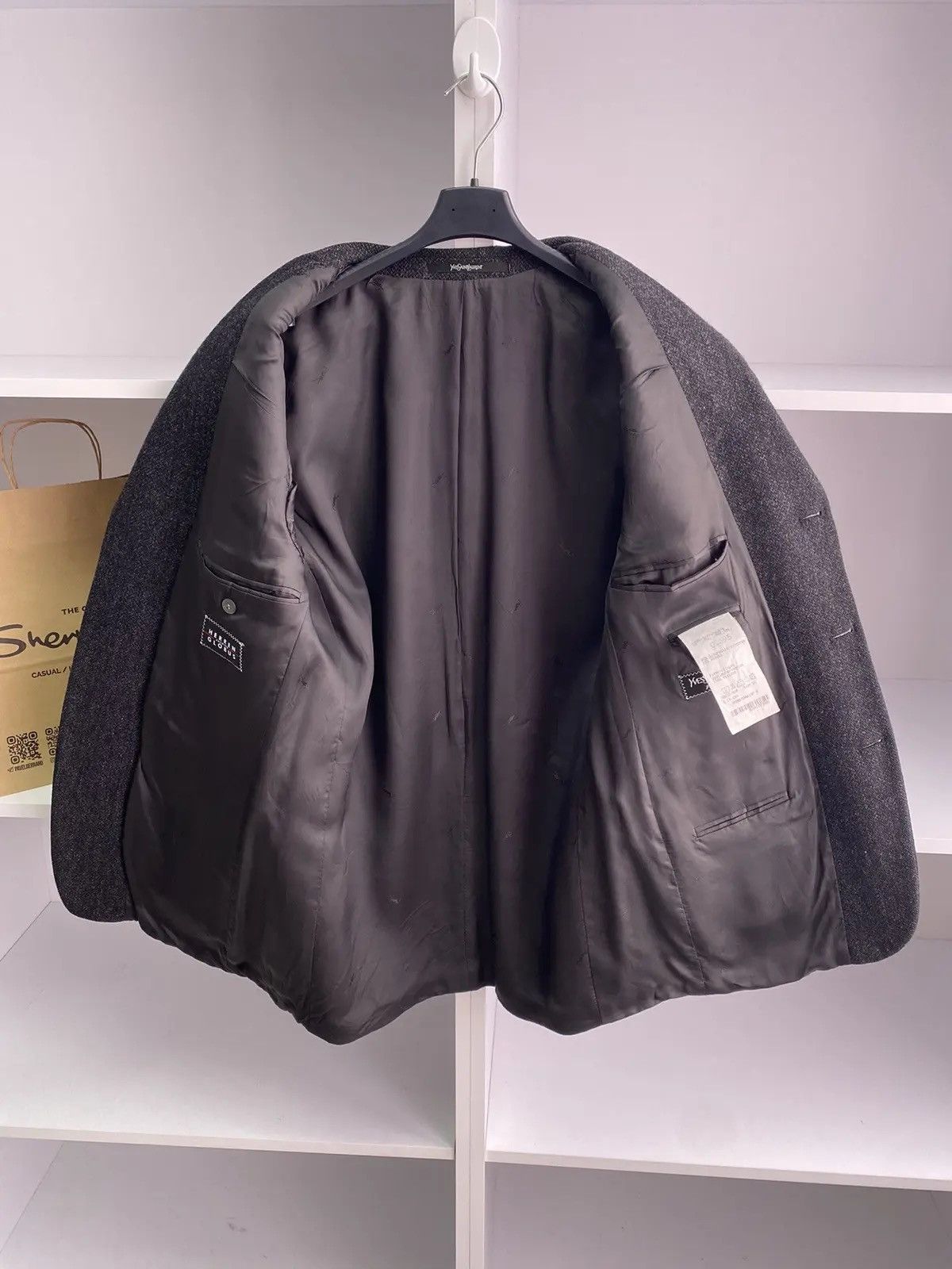 Saint Laurent Paris × Vintage × Yves Saint Laurent Vintage YSL Yves Saint Laurent Men's Wool Tweed Suit Jacket Size 40L - 9 Thumbnail