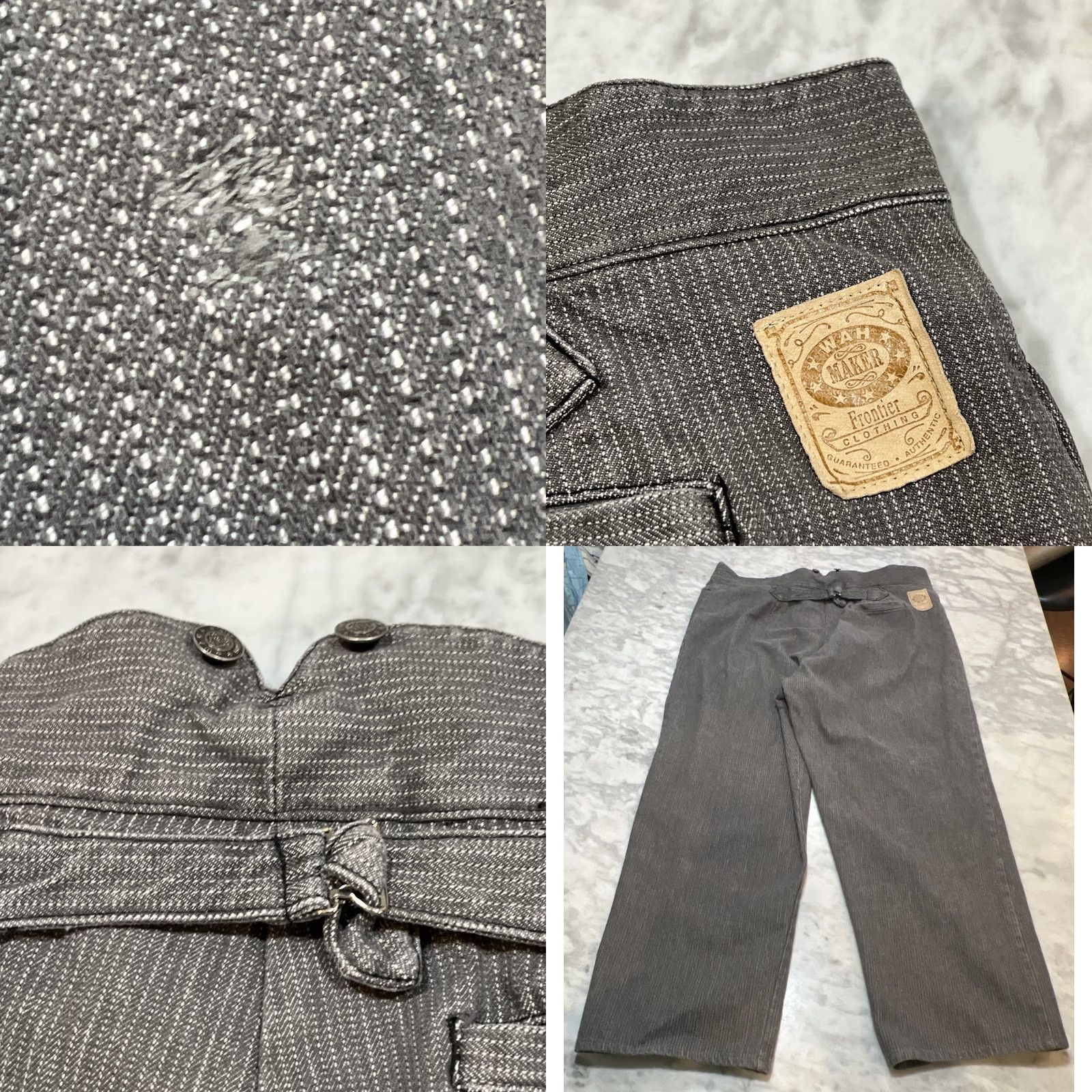 Vintage VINTAGE Wahmaker Jeans Men’s 42x30 Grey Button Fly Buckle Back Striped Western Size US 42 / EU 58 - 8 Thumbnail
