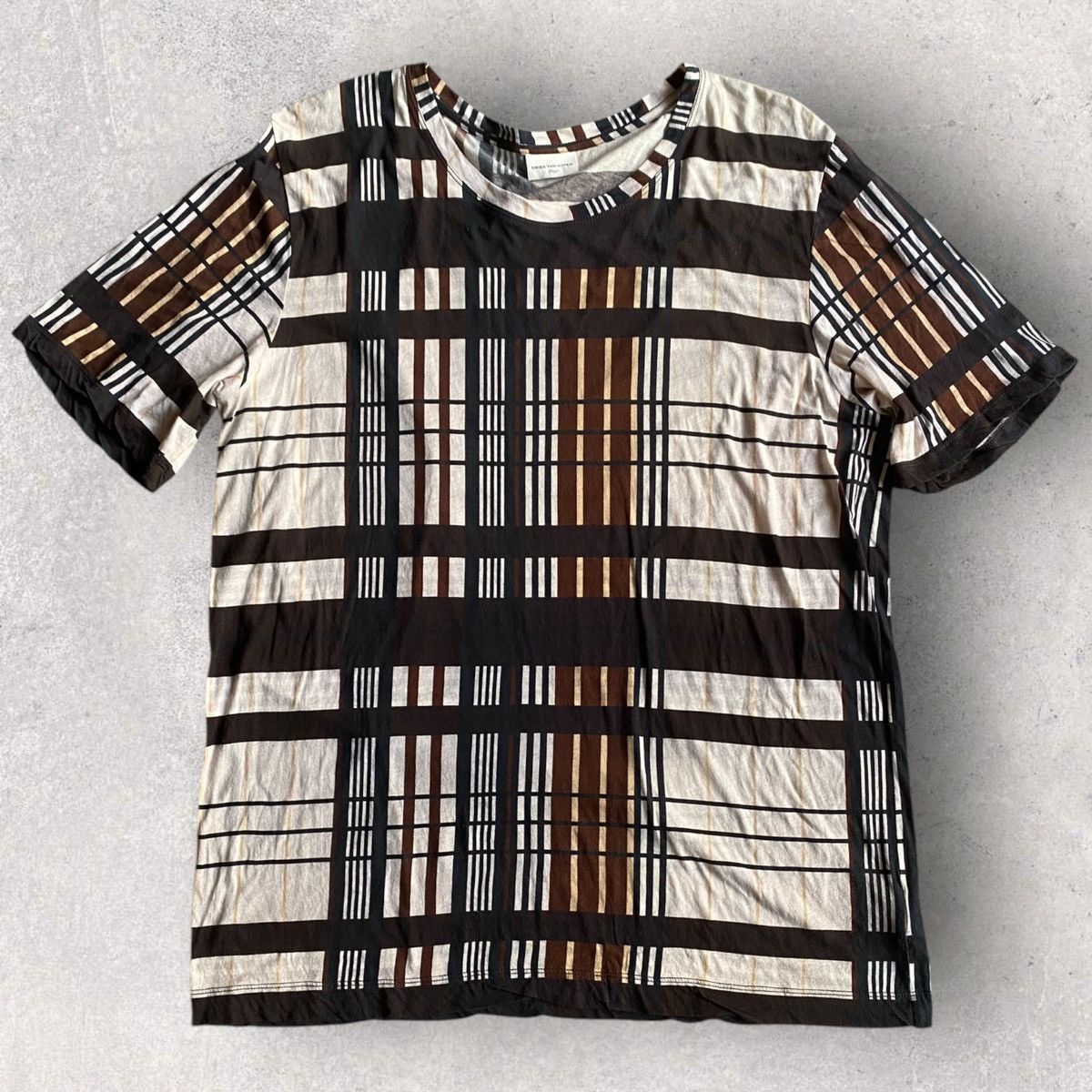 Dries Van Noten Brown Plaid Print T Shirt Size US L / EU 52-54 / 3 - 2 Thumbnail