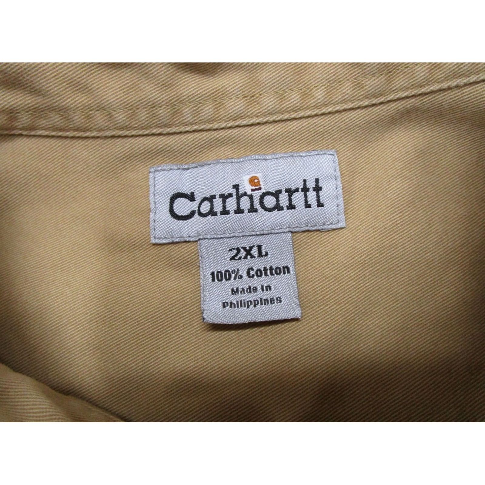 Carhartt VINTAGE Carhartt Shirt Work S09SRW Canvas 2XL Sandstone Long Sleeve Button-Up Men's Heavyweight Size US XXL / EU 58 / 5 - 2 Thumbnail