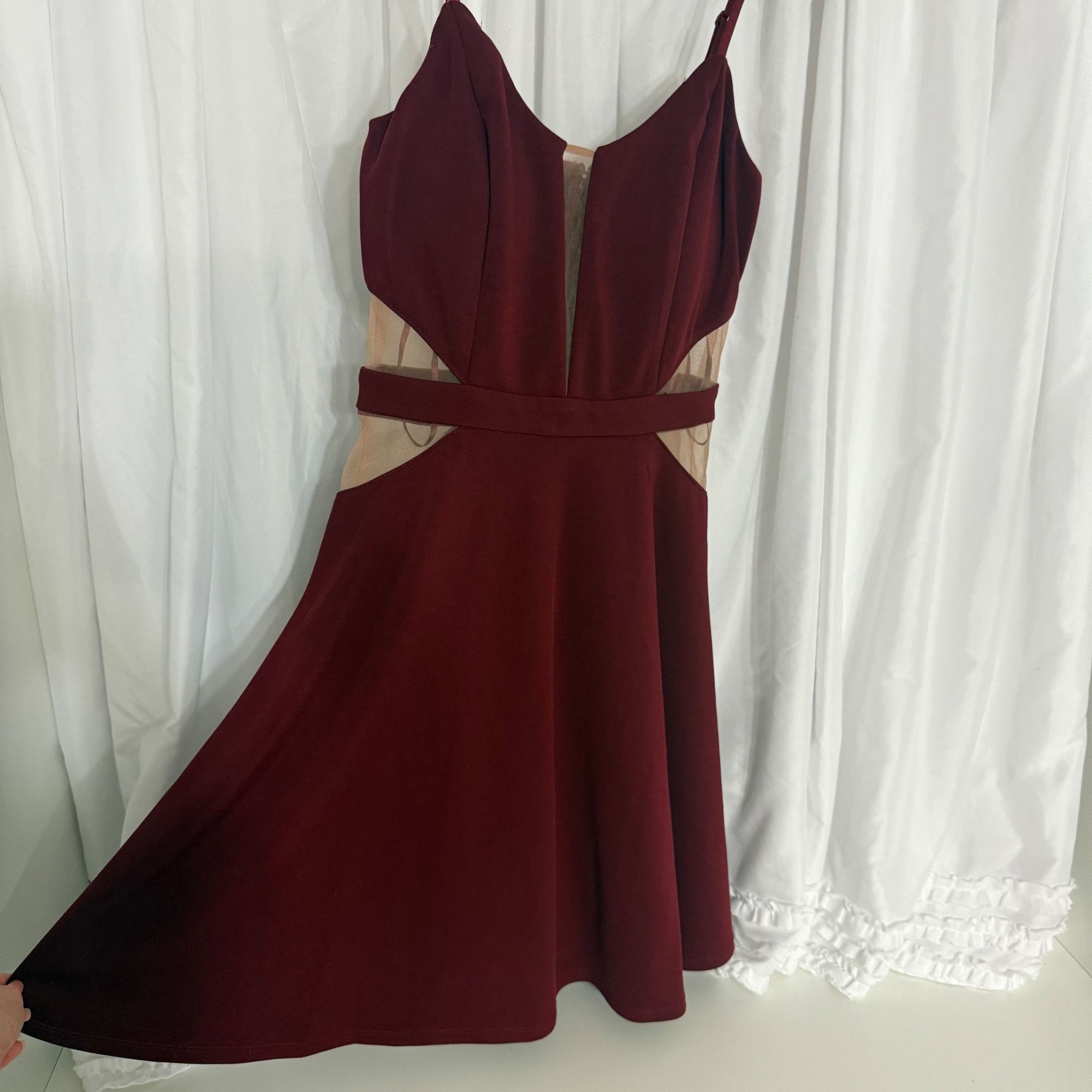 Other Mystic Burgundy Fit & Flare Dress Sheer Cutouts Adjustable S Size S / US 4 / IT 40 - 4 Thumbnail