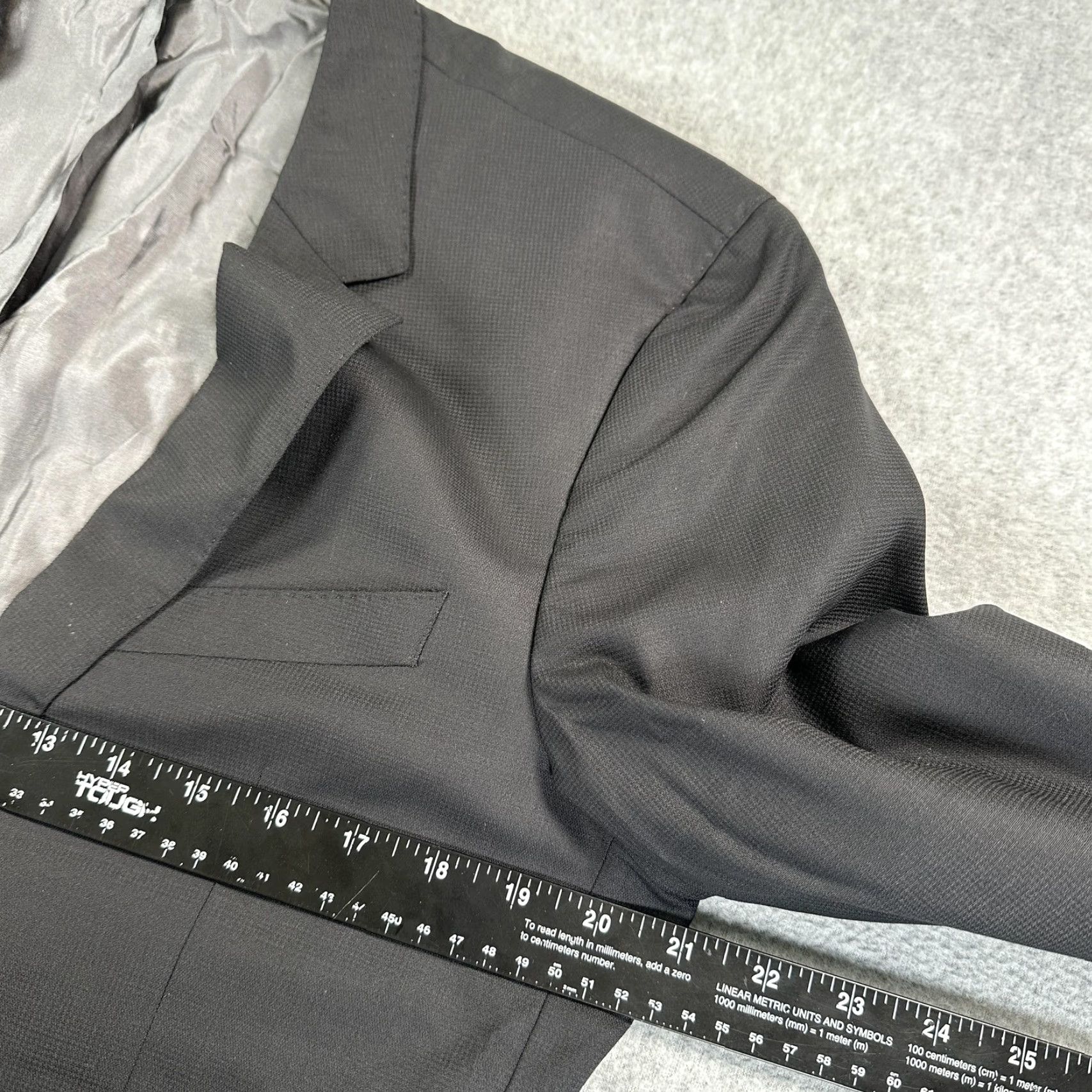 Hugo Boss HUGO BOSS Blazer Sport Coat Mens 40L Black Ryan1 Win1 Suit Jacket Two-Button Notch Lapel Long Classic Business Formal Wedding Jacket Mens Size 40R - 7 Thumbnail