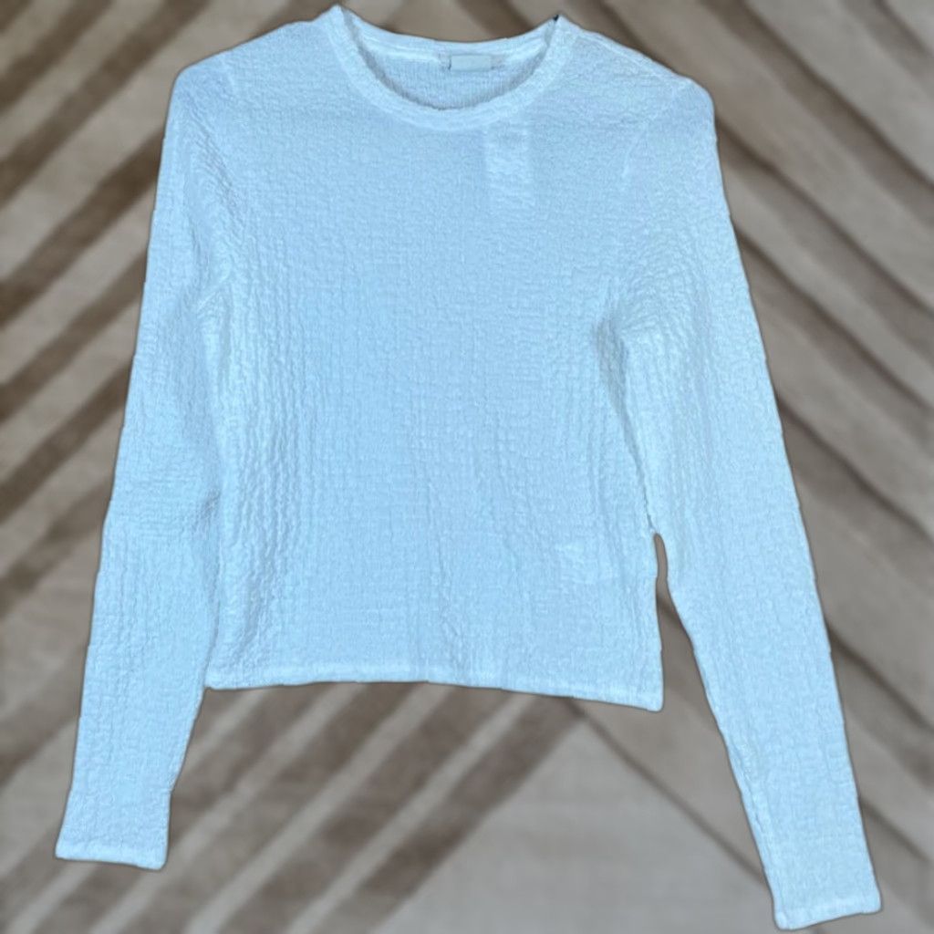 Abercrombie & Fitch Abercrombie & Fitch Womens Shirt White Fitted Textured Sheer Stretch Medium Size M / US 6-8 / IT 42-44 - 1 Thumbnail