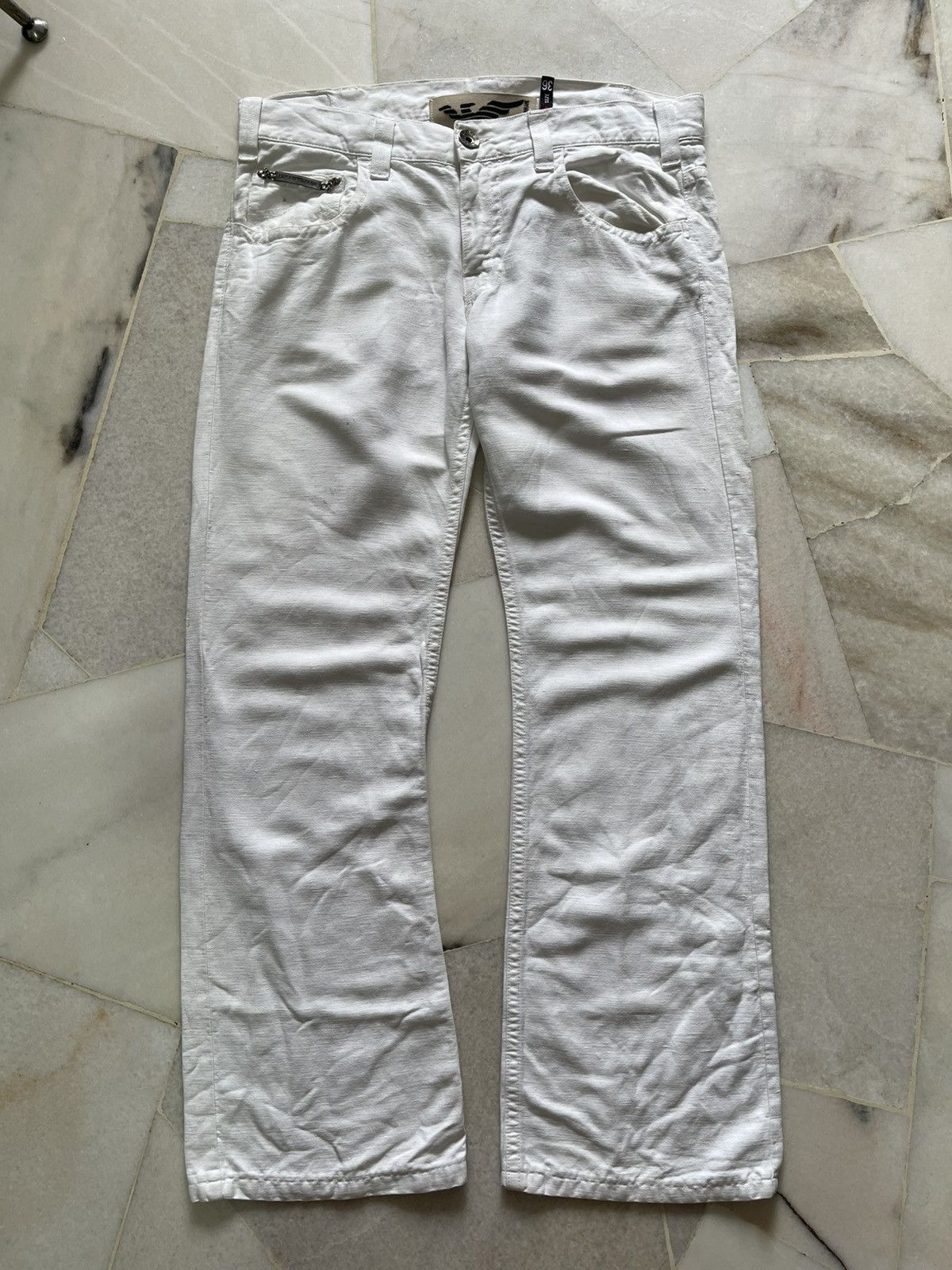 Emporio Armani Emporio Armani Metal Emblem Pocket White Denim Jeans 96 Size US 36 / EU 52 - 1 Thumbnail