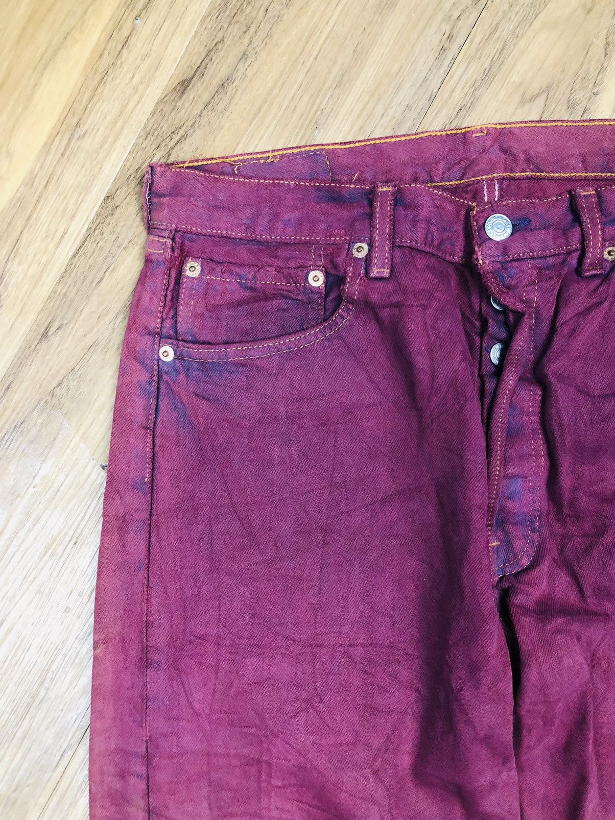 Levi's VINTAGE Levi's 501 USA Purple/Maroon Denim Button Fly (38) Size US 33 - 5 Thumbnail