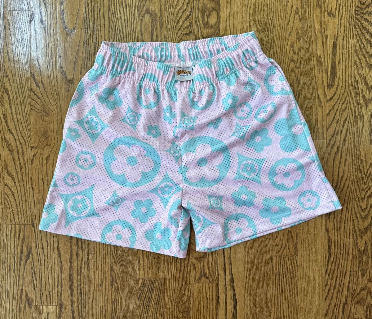 Bravest Studios Bravest Studios Pink / Turquoise Floral Mesh Shorts- medium Size US 32 / EU 48 - 1 Thumbnail