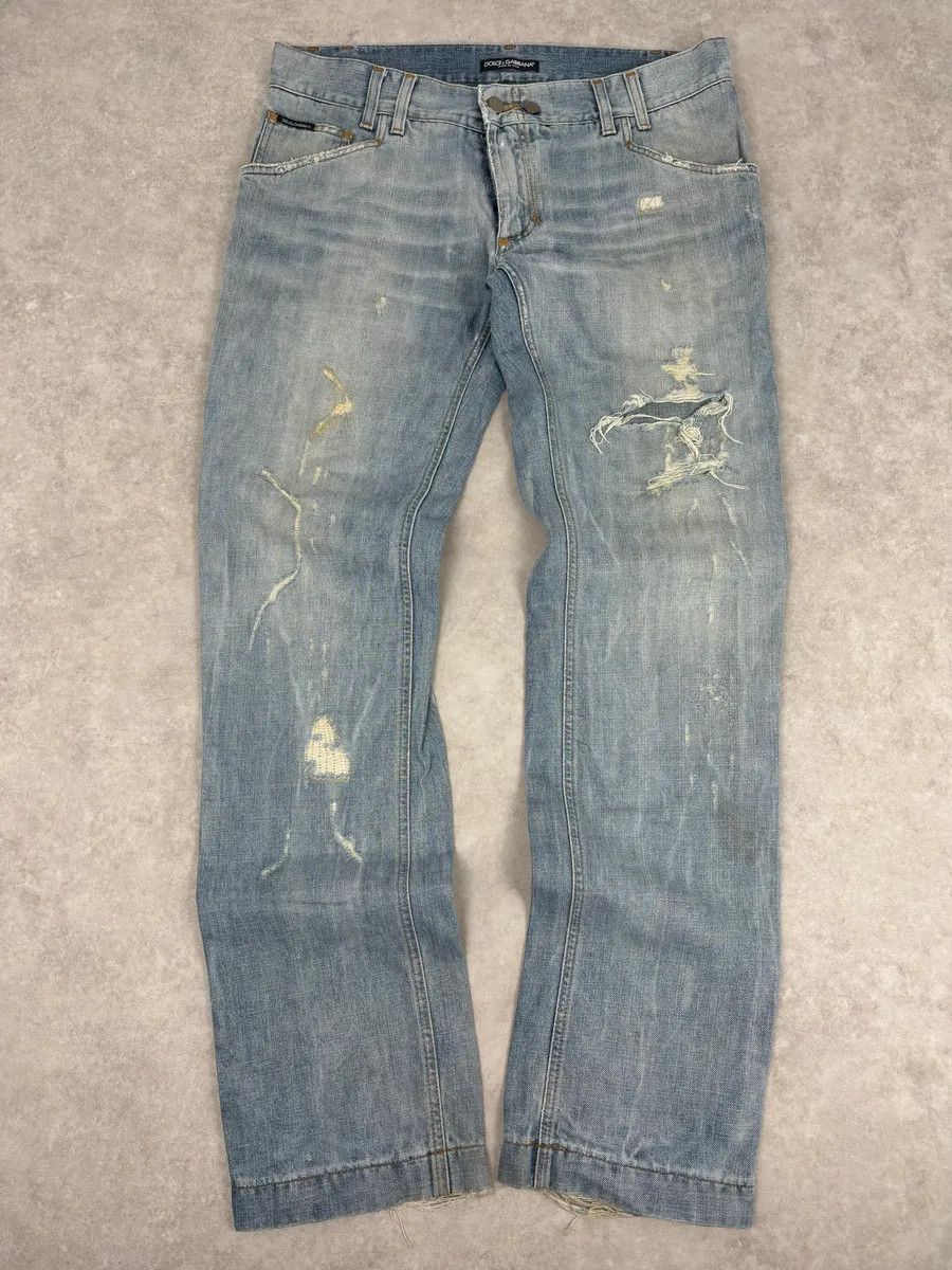 Dolce & Gabbana 2000s Dolce & Gabbana Blue Distressed Denim Jeans Size US 33 - 4 Thumbnail