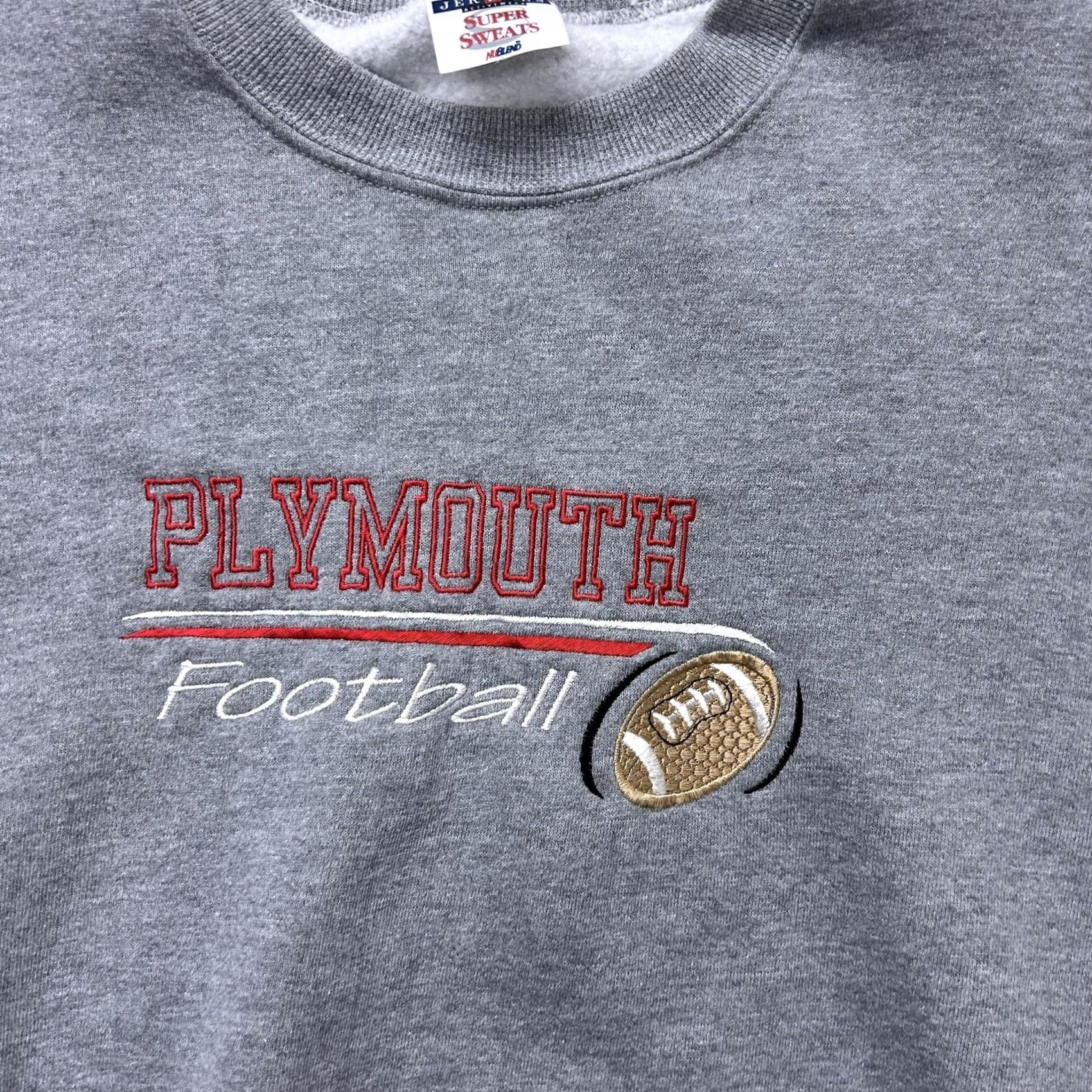 Jerzees VINTAGE Jerzees Sweatshirt Mens Large Gray Fleece Crewneck Plymouth Football Shirt Size US L / EU 52-54 / 3 - 2 Thumbnail