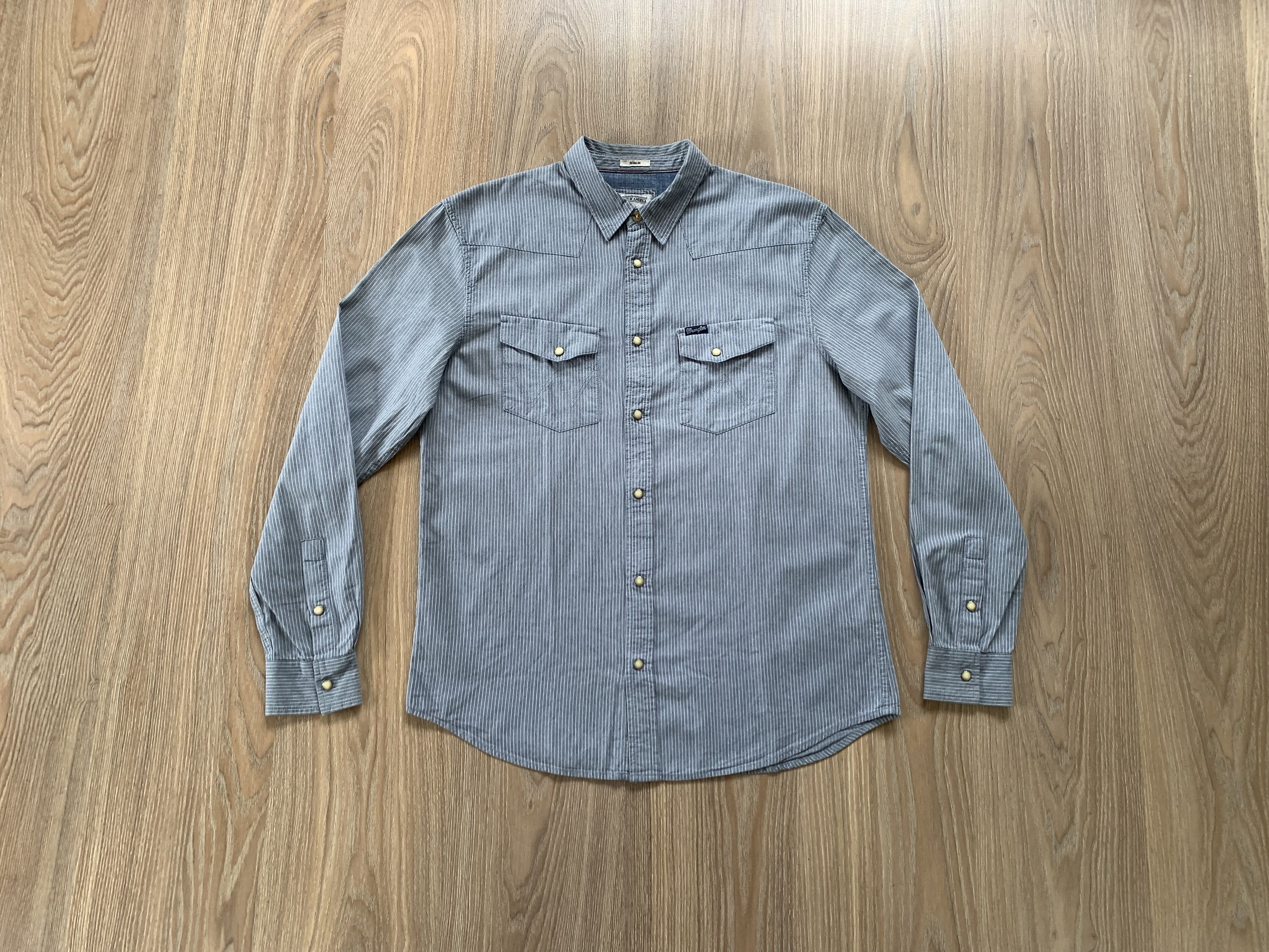 Wrangler Wrangler Regular Stripe Cotton Denim Long Sleeve Shirt Size US M / EU 48-50 / 2 - 1 Thumbnail