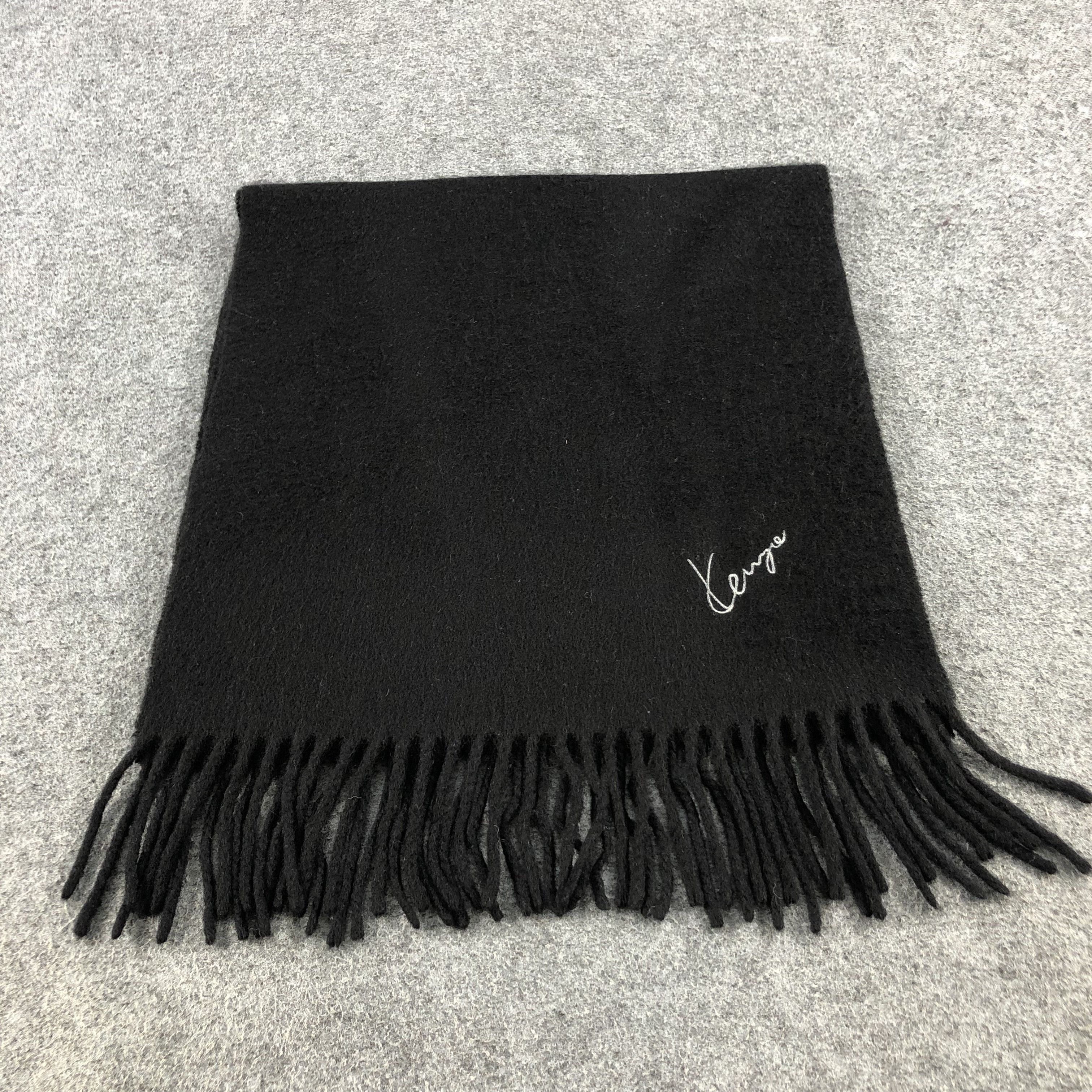 Kenzo Kenzo Plain Black Cashmere Scarf Muffler V646 Size ONE SIZE - 2 Thumbnail